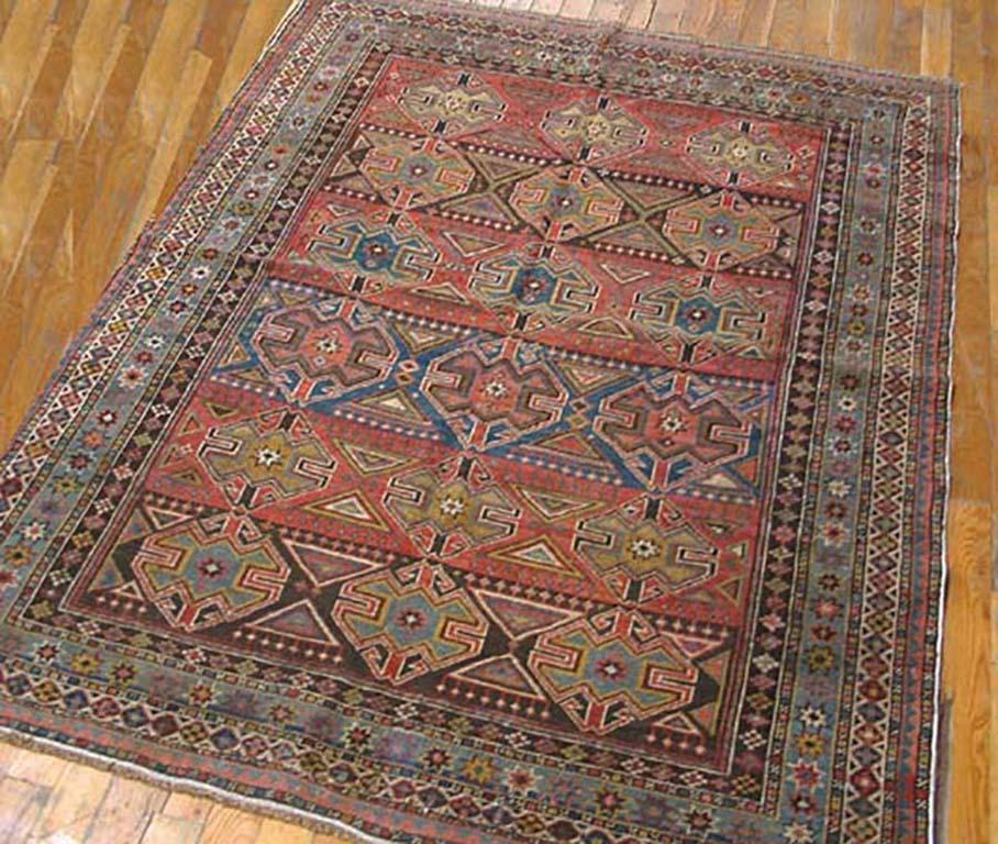 Hand-Knotted Antique Caucasian Rug For Sale