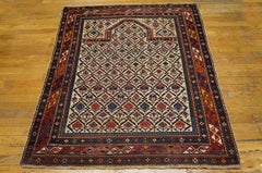 Tappeto di preghiera Shirvan caucasico del XIX secolo ( 4' x 4'8" - 122 x 142 )