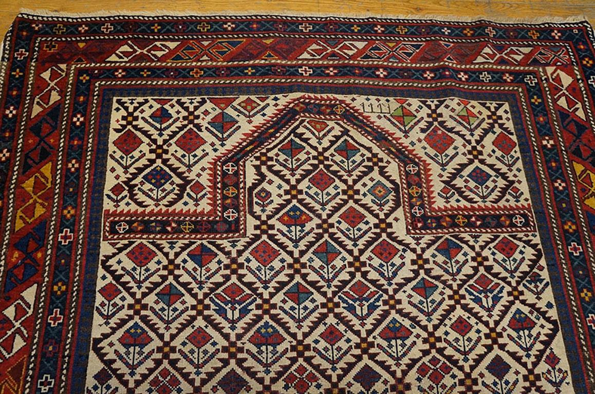 Wool 19th Century Caucasian Shirvan Prayer Rug ( 4' x 4'8