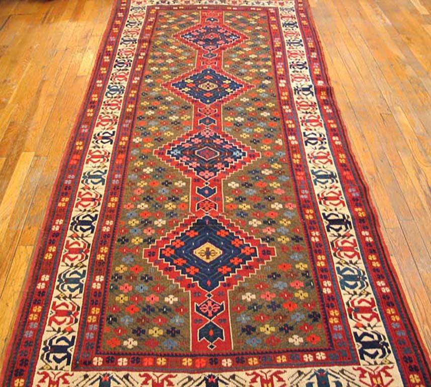 Hand-Knotted Late 19th Century S. Caucasian Carpet ( 4' x 9'6