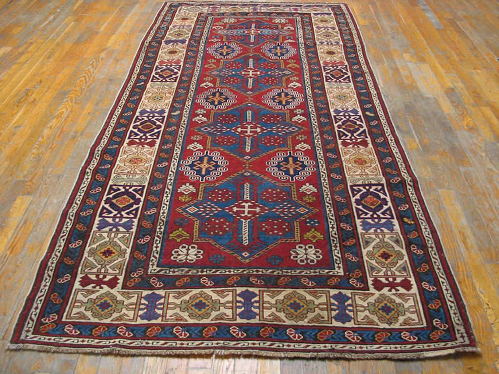 Kazak 19th Century Caucasian Kuba Carpet ( 4' x 9' - 122 x 274 )  For Sale
