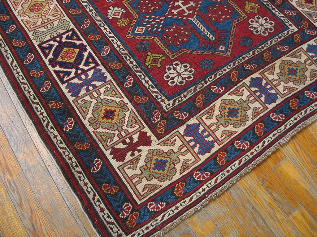 Hand-Knotted 19th Century Caucasian Kuba Carpet ( 4' x 9' - 122 x 274 )  For Sale