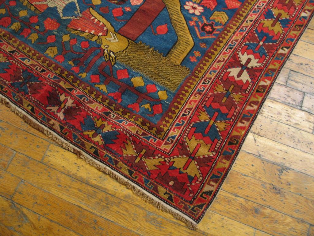 Late 19th Century Pictorial Caucasian Shirvan Carpet (4'4