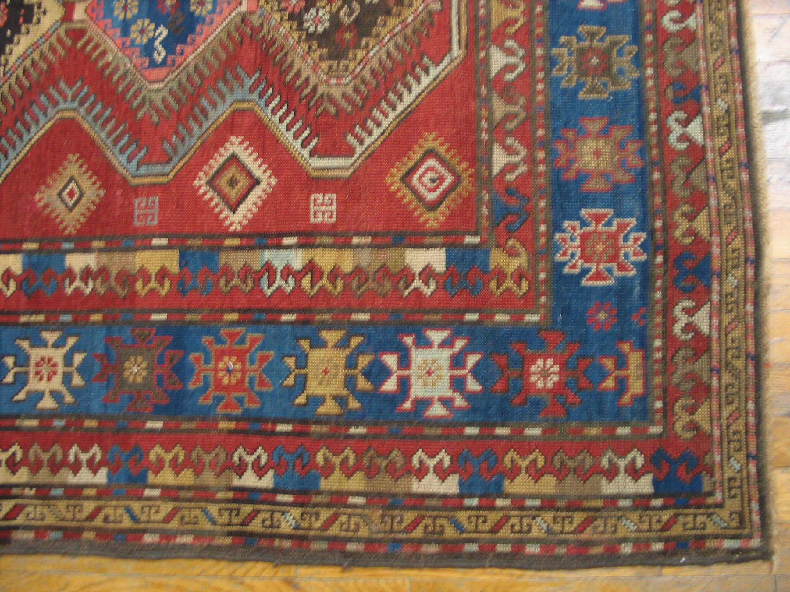 Hand-Knotted Antique Caucasian Rug 4' 4