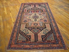 1930s Rose Medallion Antique Caucasian Tribal Yastic Rug 4'7" x9'0" Wool Carpet