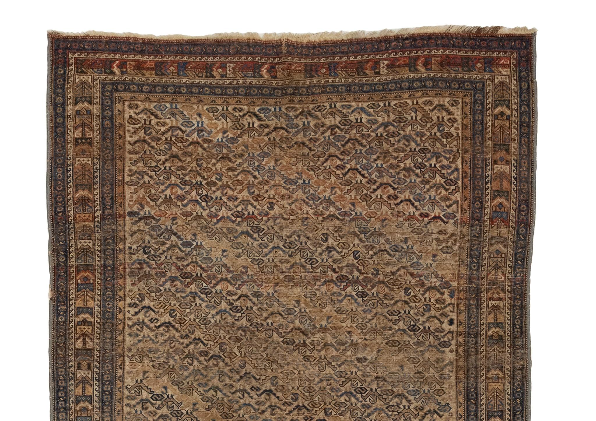 Hand-Knotted Antique Caucasian Rug circa 1900's For Sale