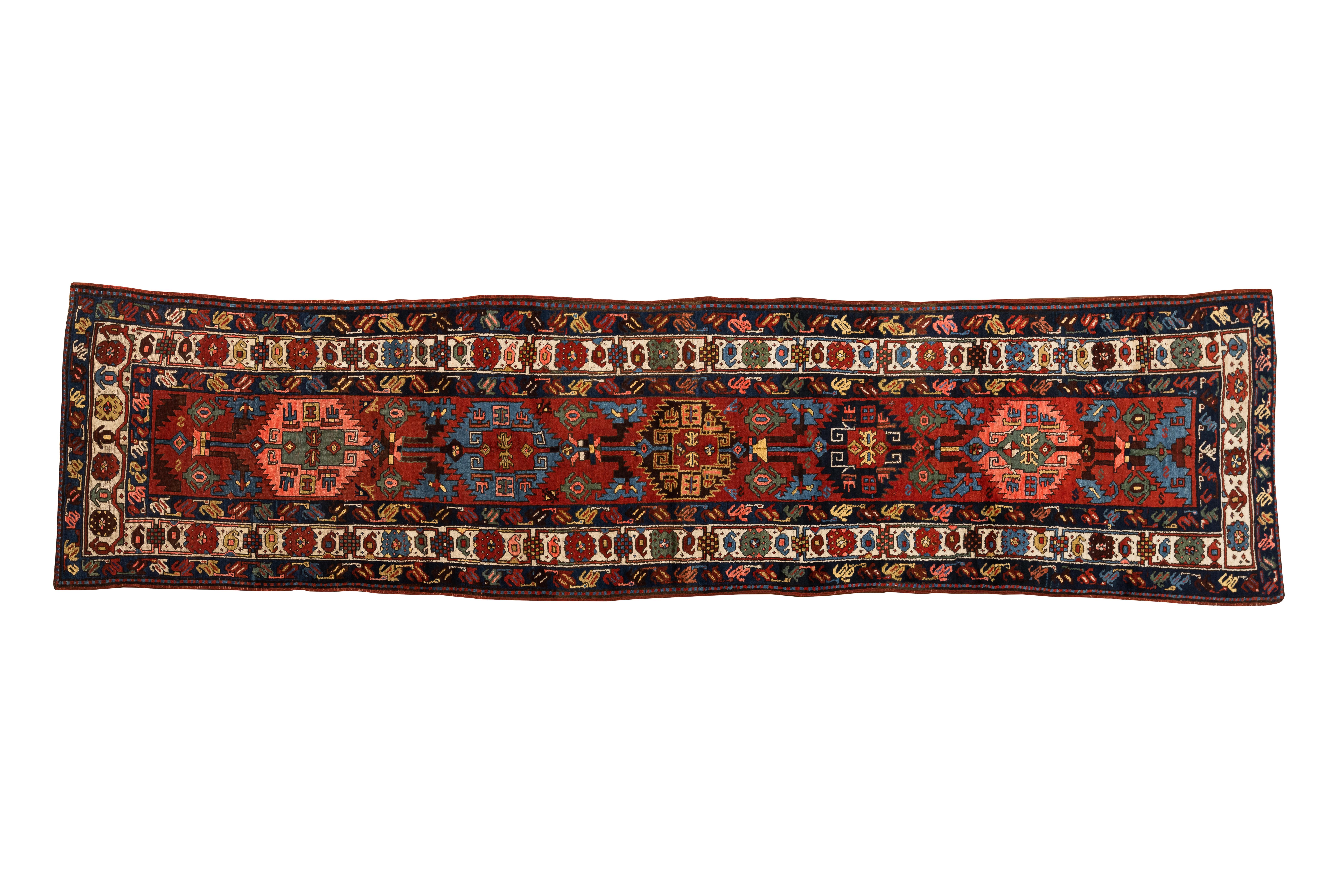 Hand-Knotted Antique Caucasian Runner For Sale