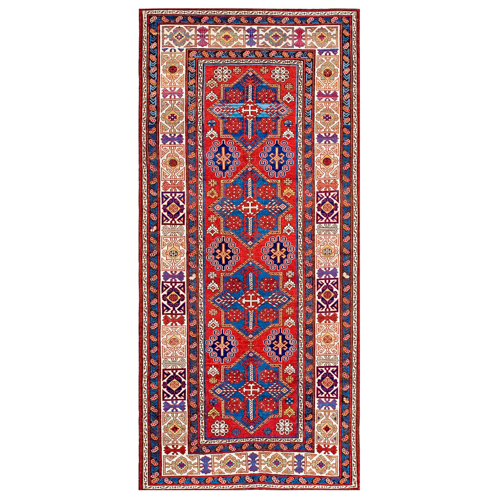 19th Century Caucasian Kuba Carpet ( 4' x 9' - 122 x 274 ) 