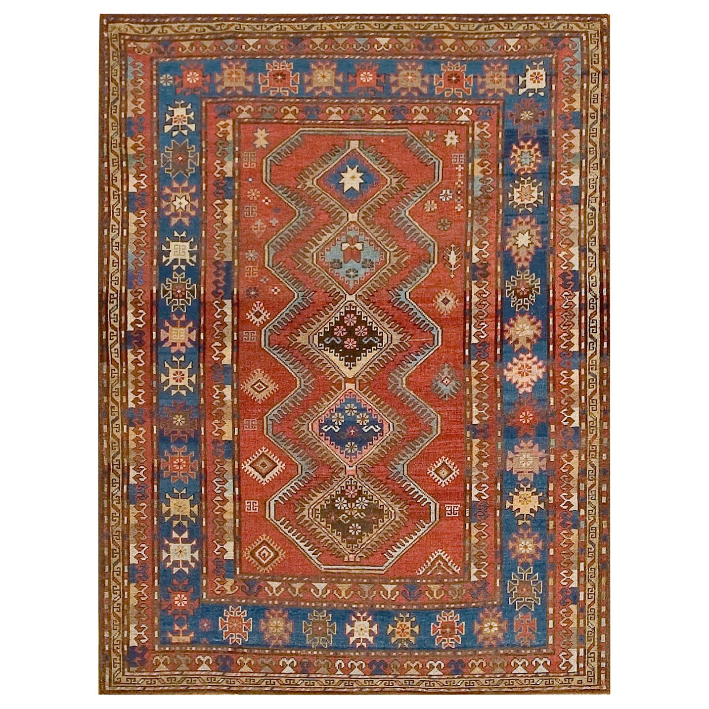 Antique Caucasian Rug 4' 4" x 6' 0" For Sale