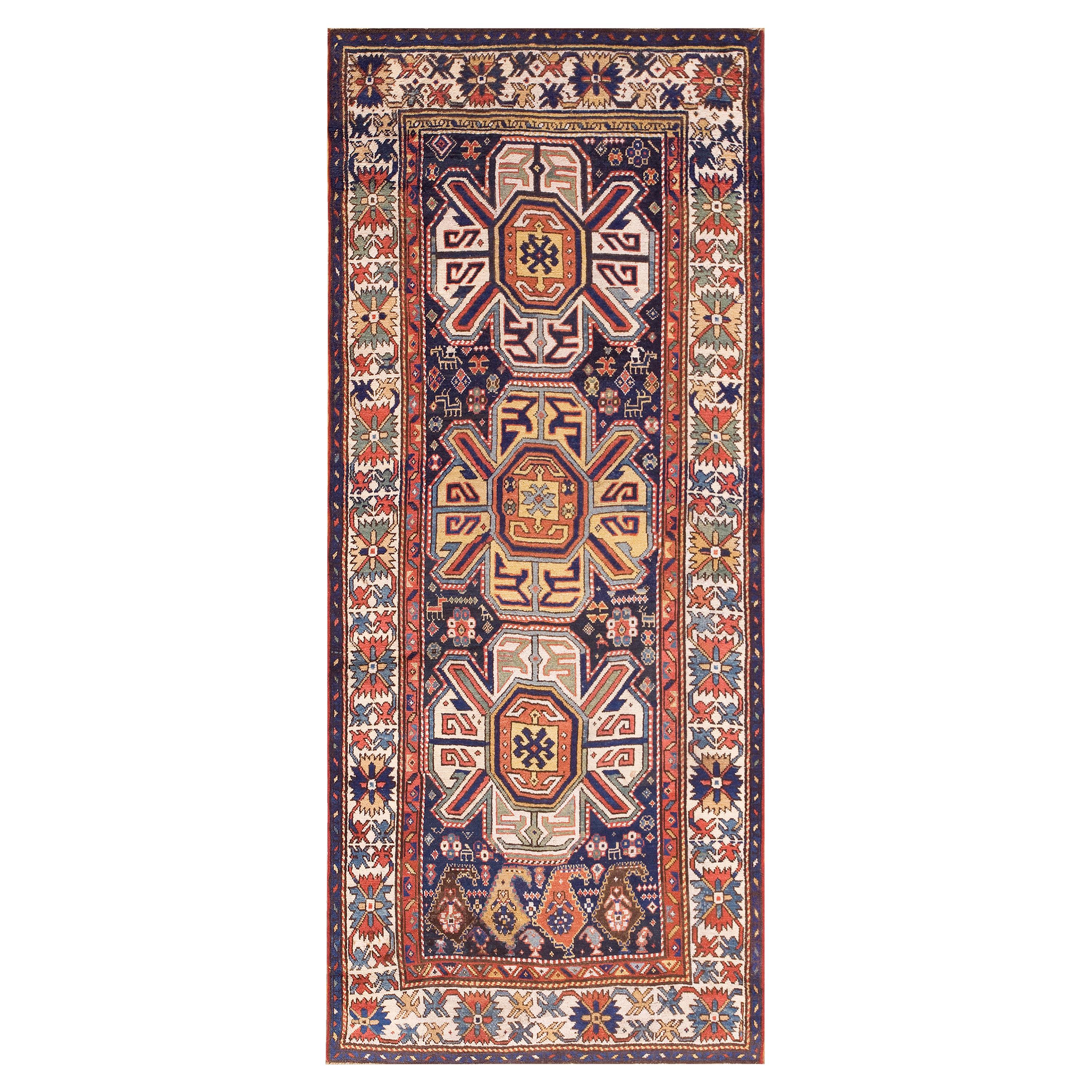 Antique Caucasian Rug 4' 3" x 9' 0" For Sale