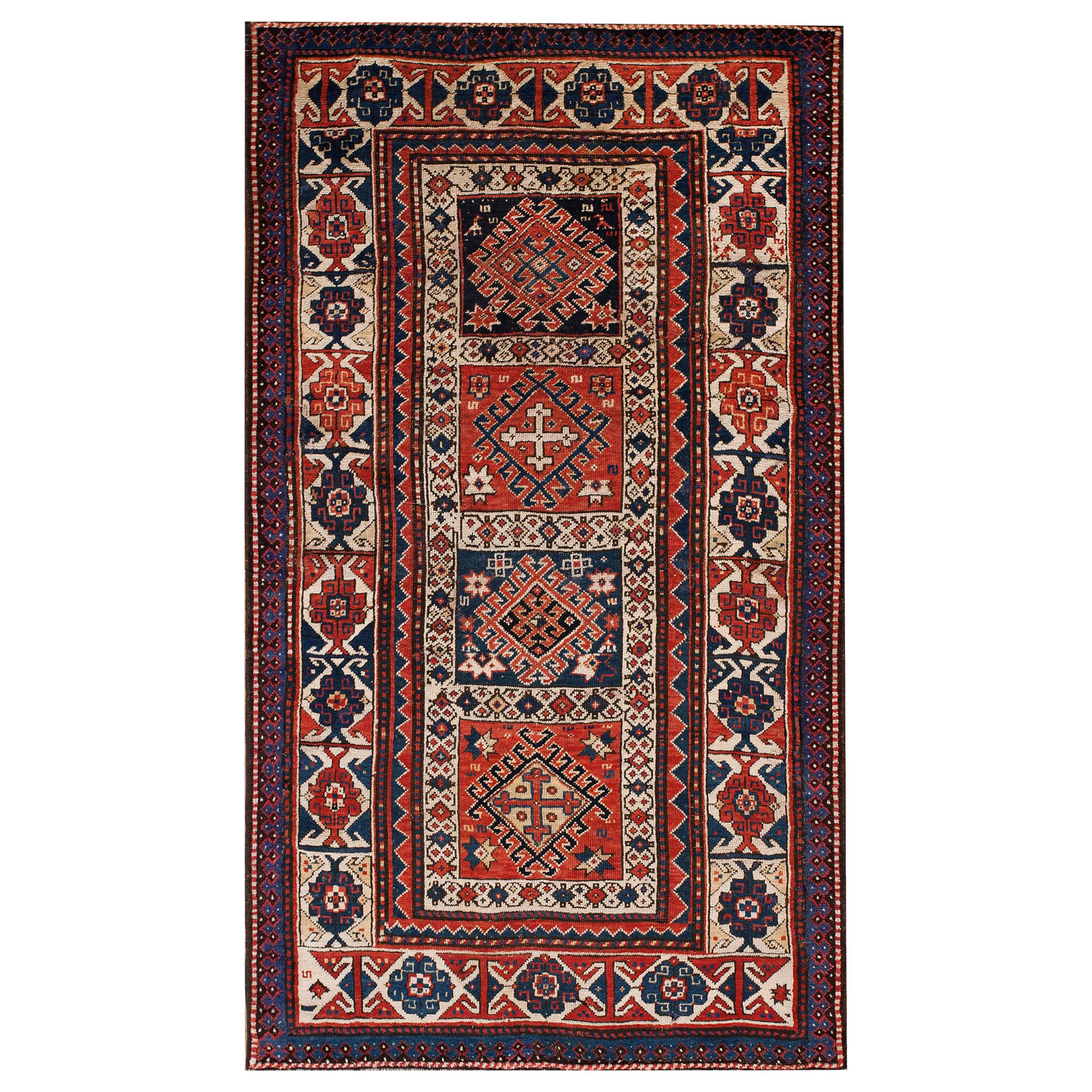 19th Century Caucasian Kazak Carpet ( 3'8" x 6'9" - 112 x 206 ) For Sale