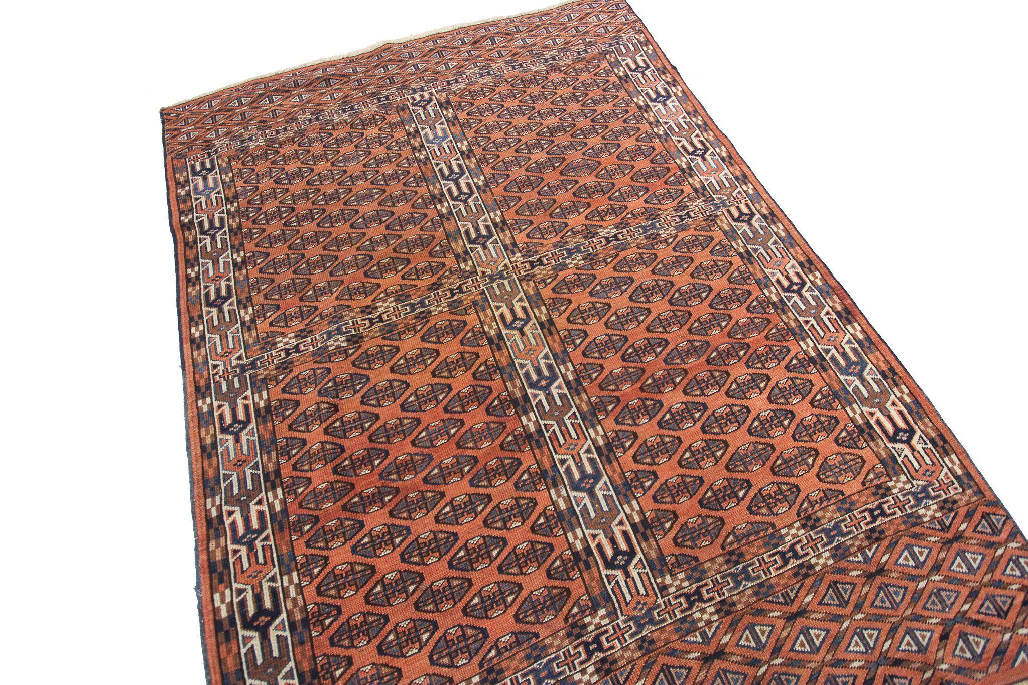 Antiker kaukasischer geometrischer Teppich, geometrischer Stammes-Teppich, 1920, handgefertigter antiker Teppich (Europäisch) im Angebot