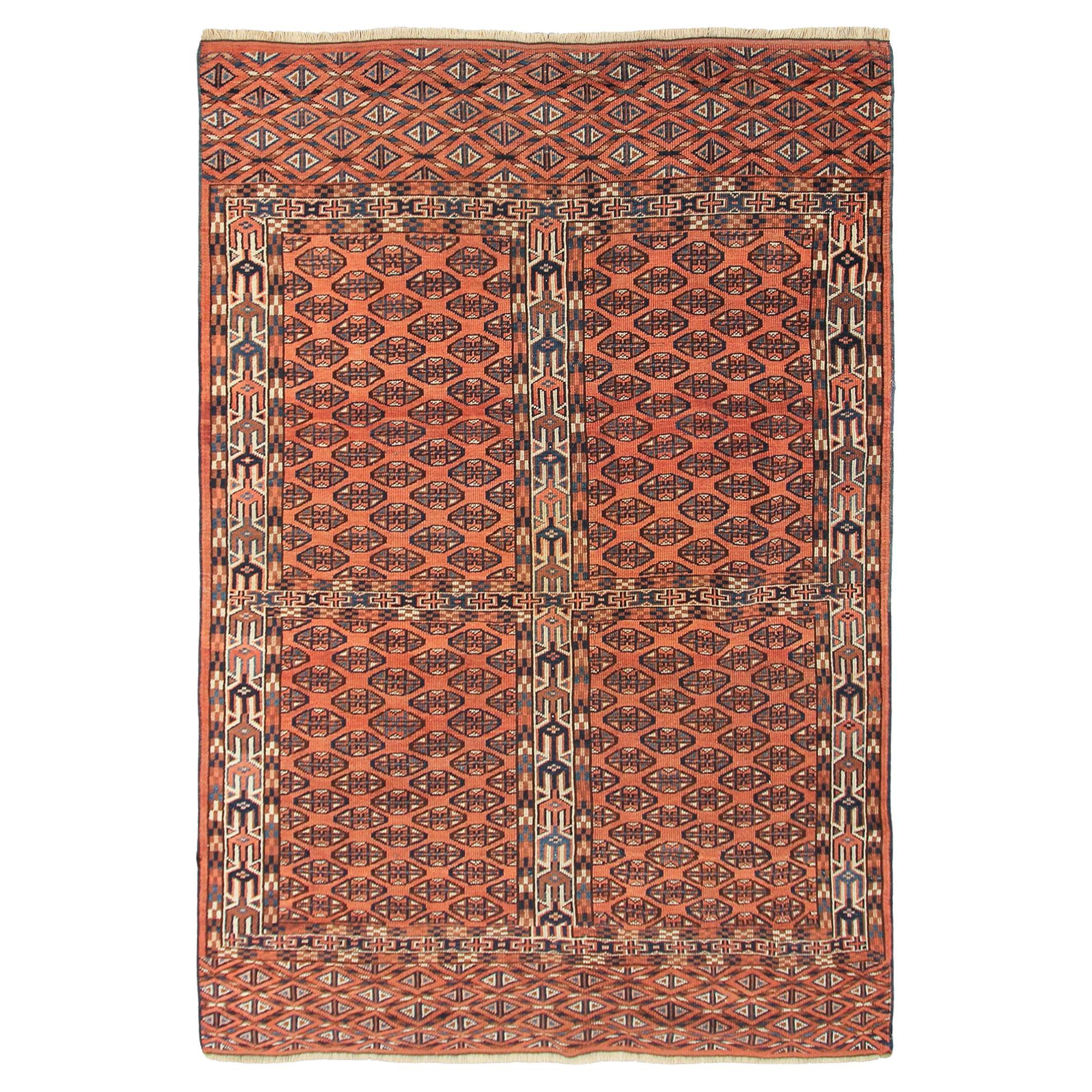 Antiker kaukasischer geometrischer Teppich, geometrischer Stammes-Teppich, 1920, handgefertigter antiker Teppich im Angebot