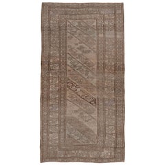 Antique Caucasian Rug, Light Brown Palette, Light Purple Accents
