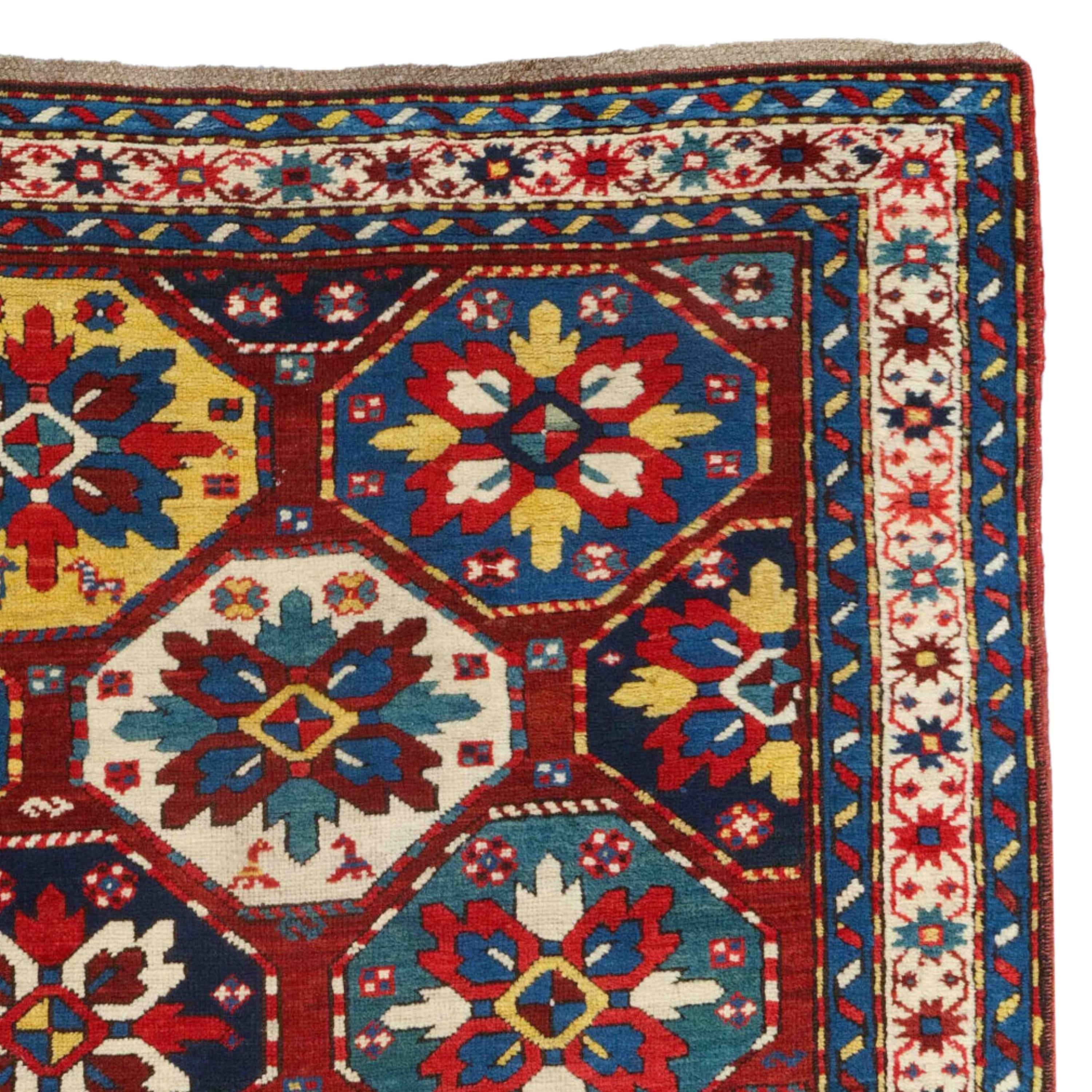 Wool Antique Caucasian Rug - Middle of 19th Century Eagle Group Caucasian Rug For Sale