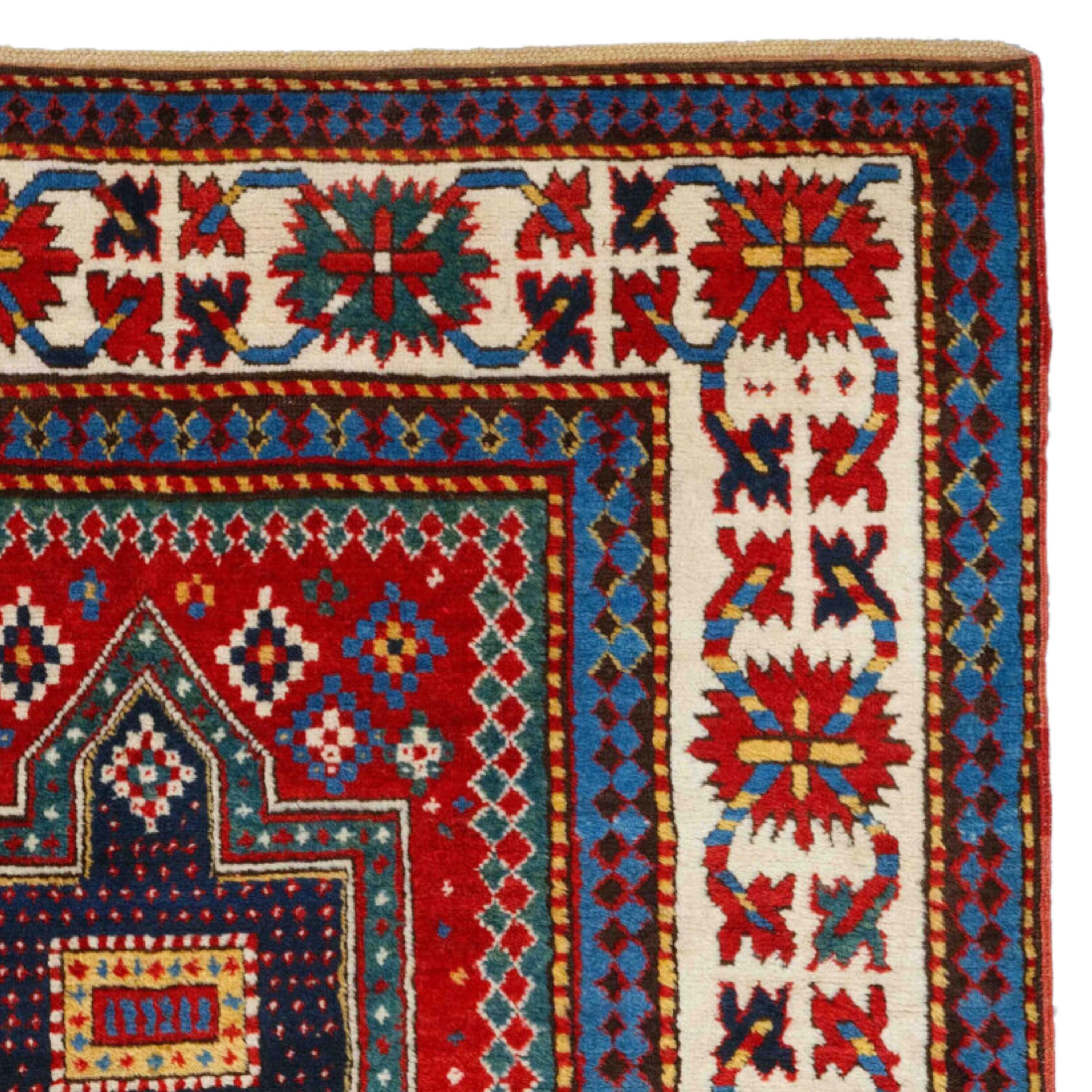 Wool Antique Caucasian Rug - Middle of 19th Century South West Caucasian Rug For Sale