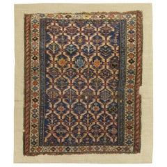 Antique Caucasian Rug Stitched on Linen