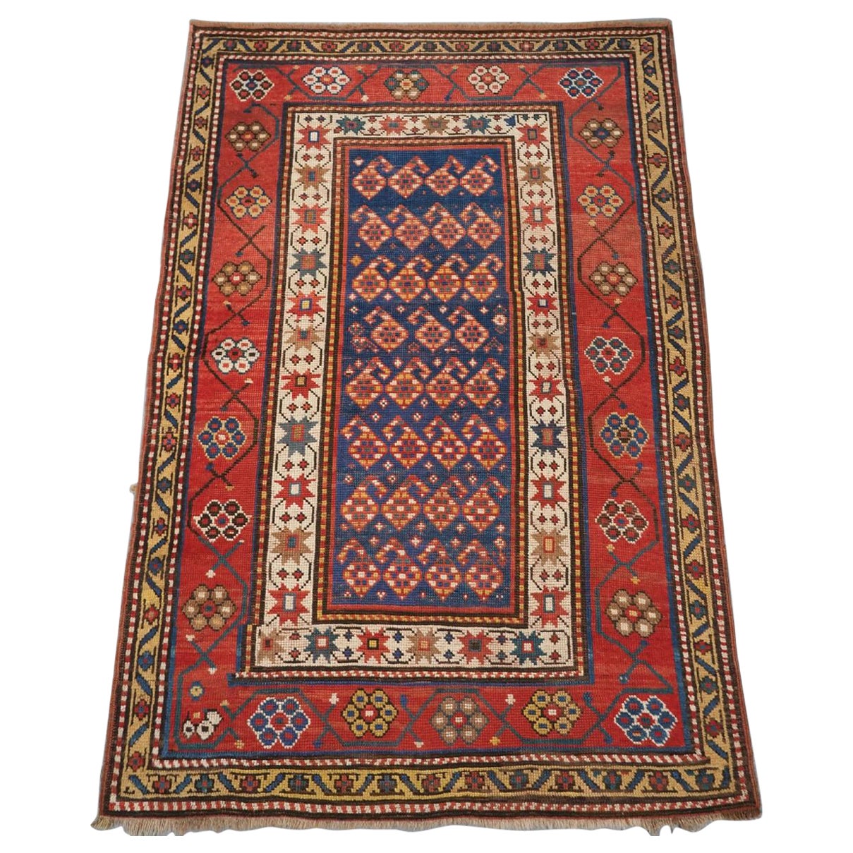 Antiker kaukasischer Teppich mit Repeat-Design, kleines Boteh-Design, um 1890