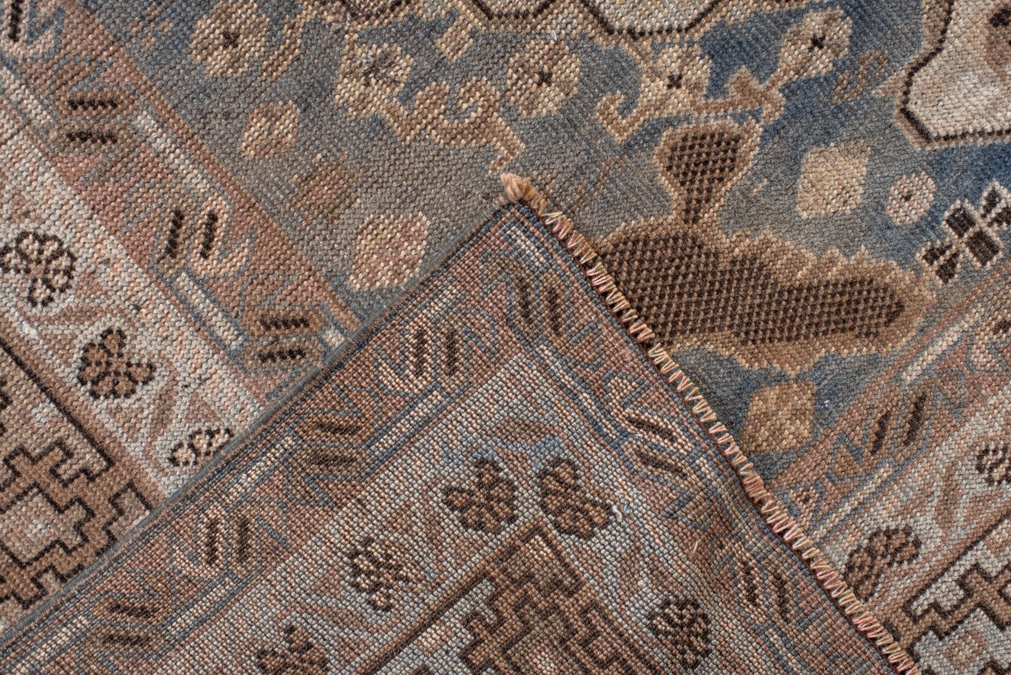 XIX secolo Antique Caucasian Rug with Soft Blue & Camel Medallions. in vendita