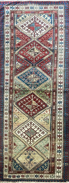 Antique Caucasian Runner, 3'2" × 9'0"