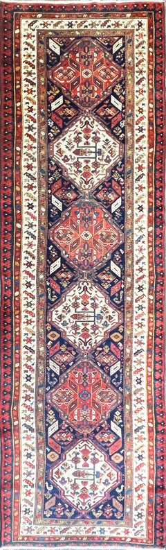 Antique Caucasian Runner, 3'6" × 12'3"