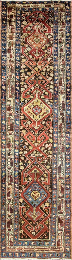 Antique Caucasian Runner, 3'6" × 13'8"