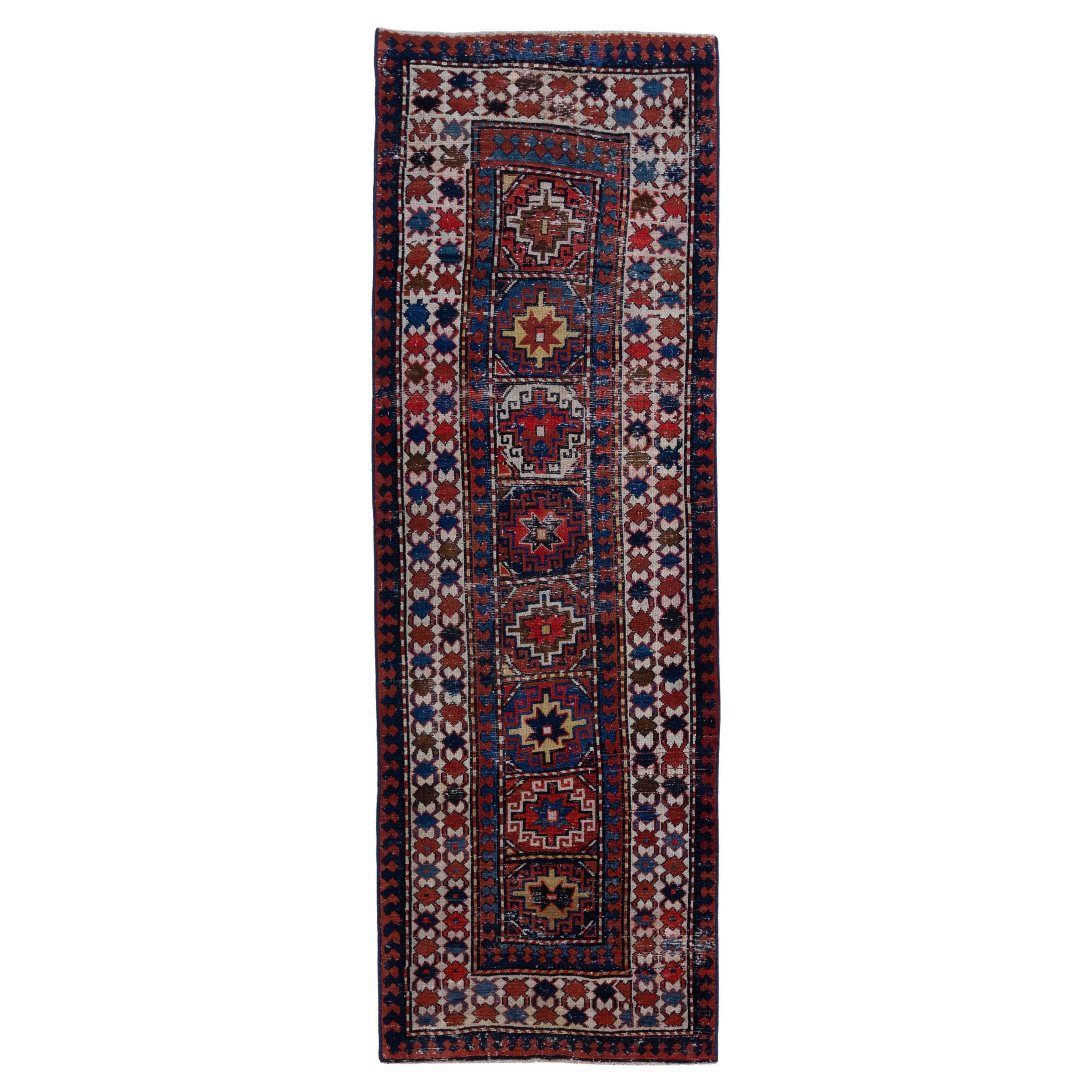 Antique Caucasian Runner Rug