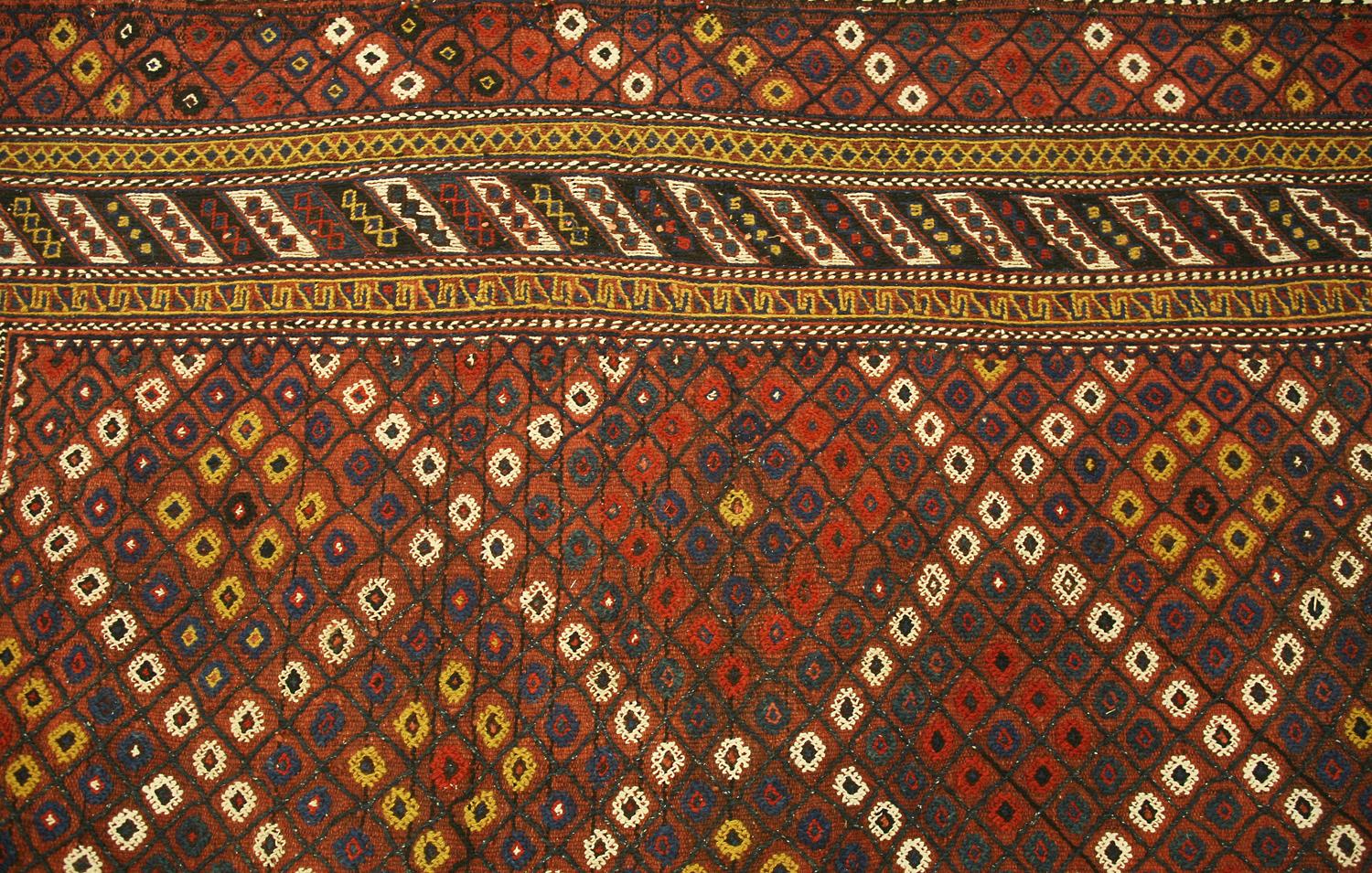 Antiker kaukasischer rostfarbener Woll-Verneh mit All-Over-Fuß, ca. 1890 (Kasachisch) im Angebot
