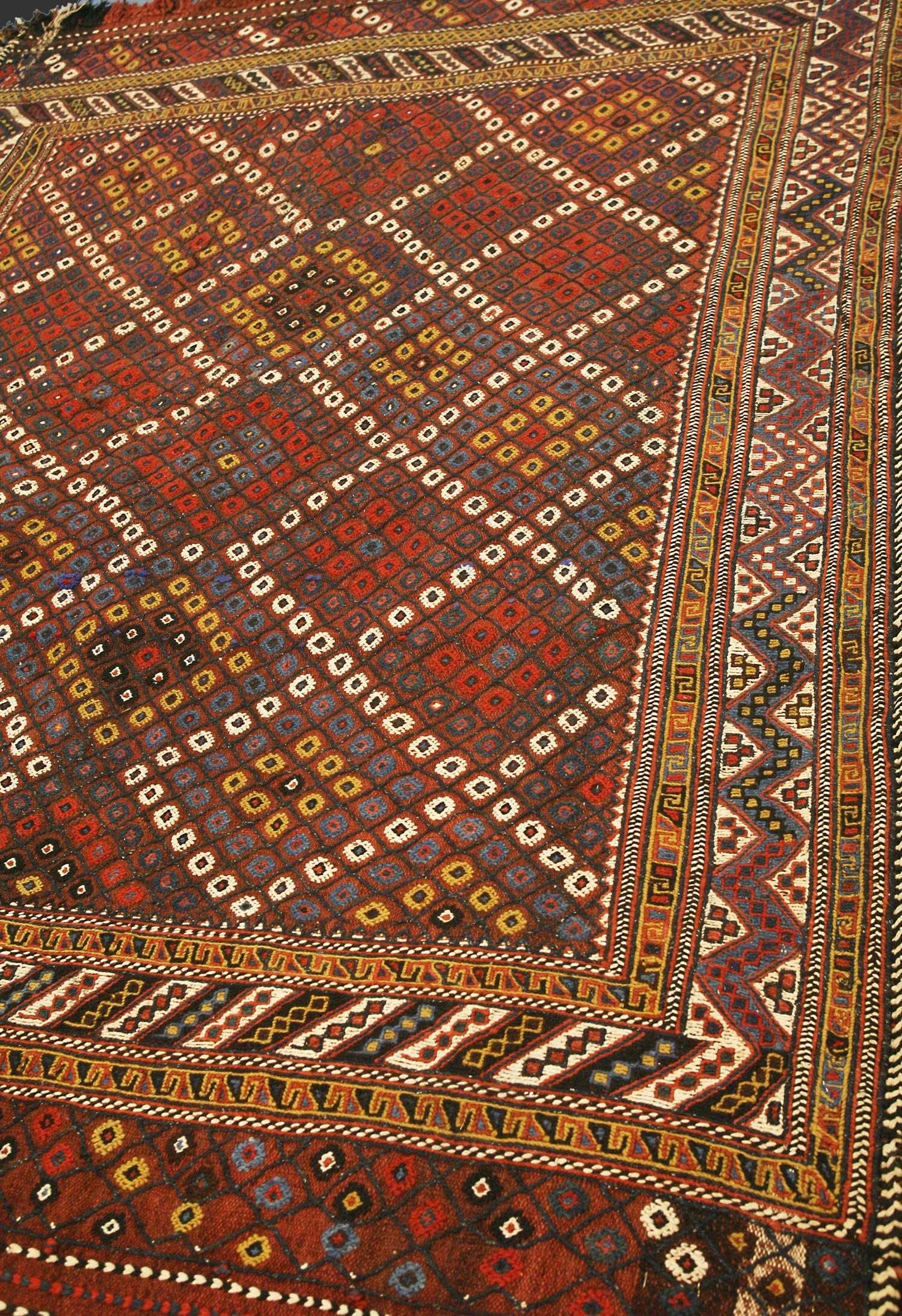 Antique Caucasian Rust Wool Verneh with All-Over Field, ca. 1890 In Good Condition For Sale In Ferrara, IT