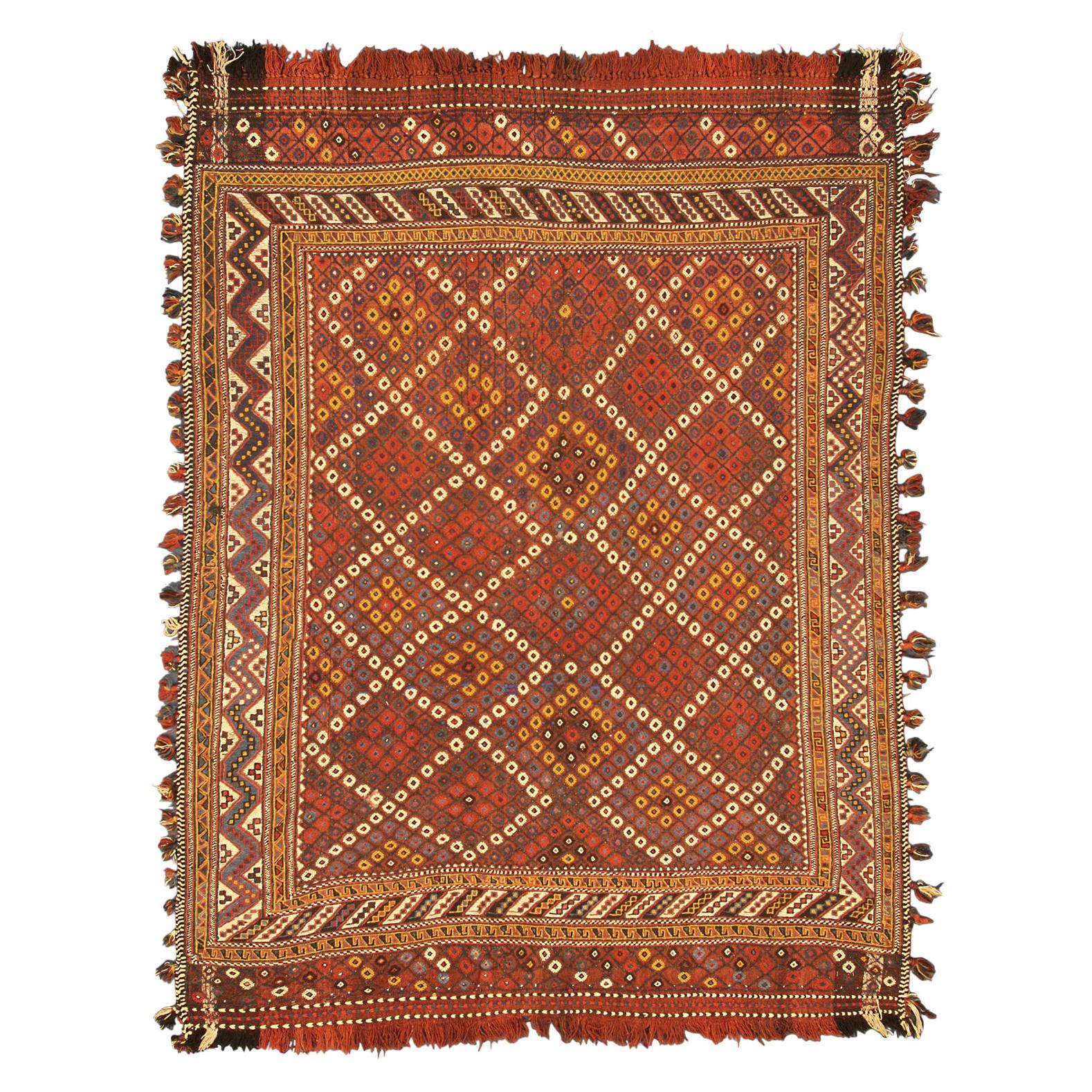 Antique Caucasian Rust Wool Verneh with All-Over Field, ca. 1890