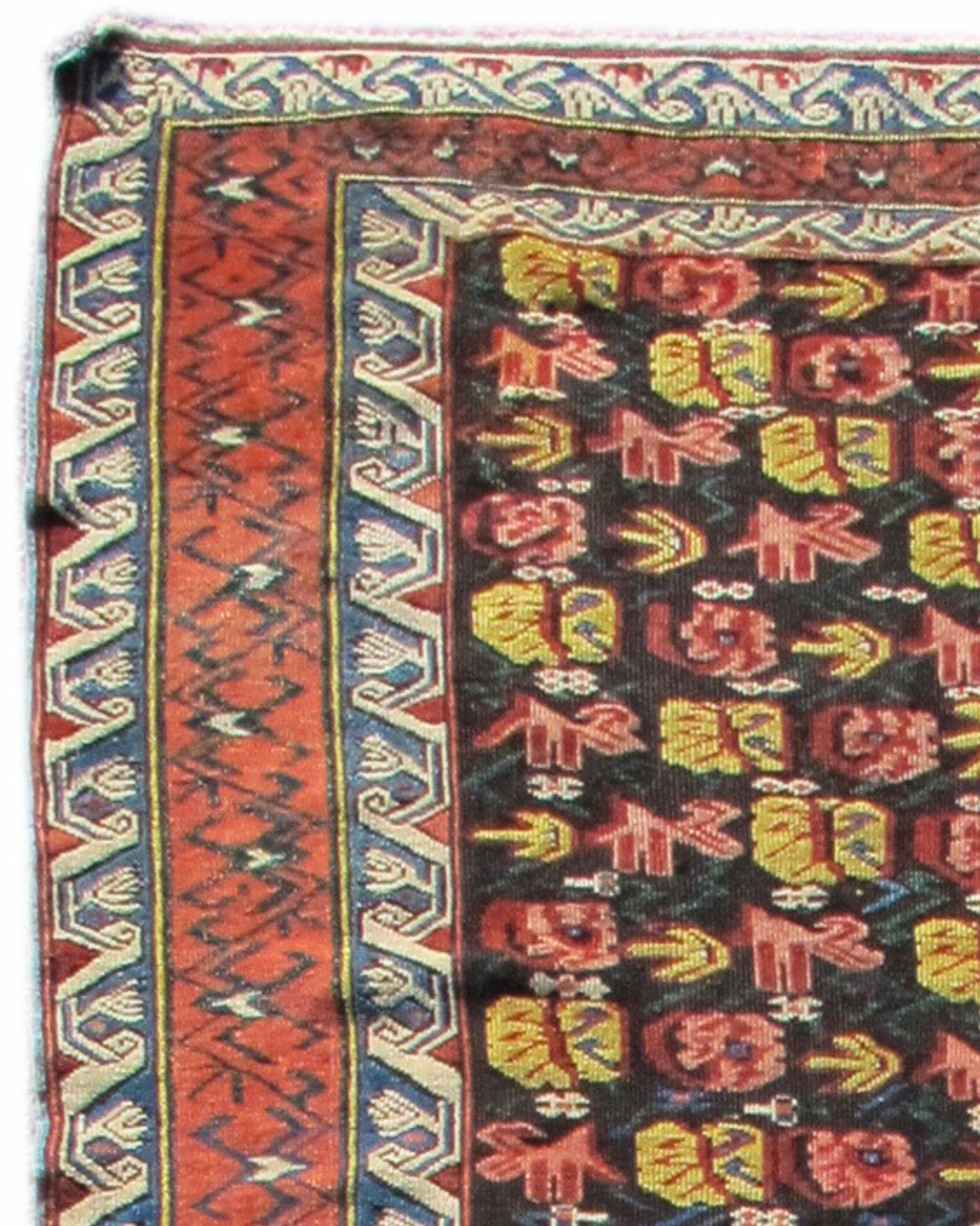 Antiker kaukasischer Seichor-Kuban-Teppich, spätes 19. Jahrhundert (Handgewebt) im Angebot