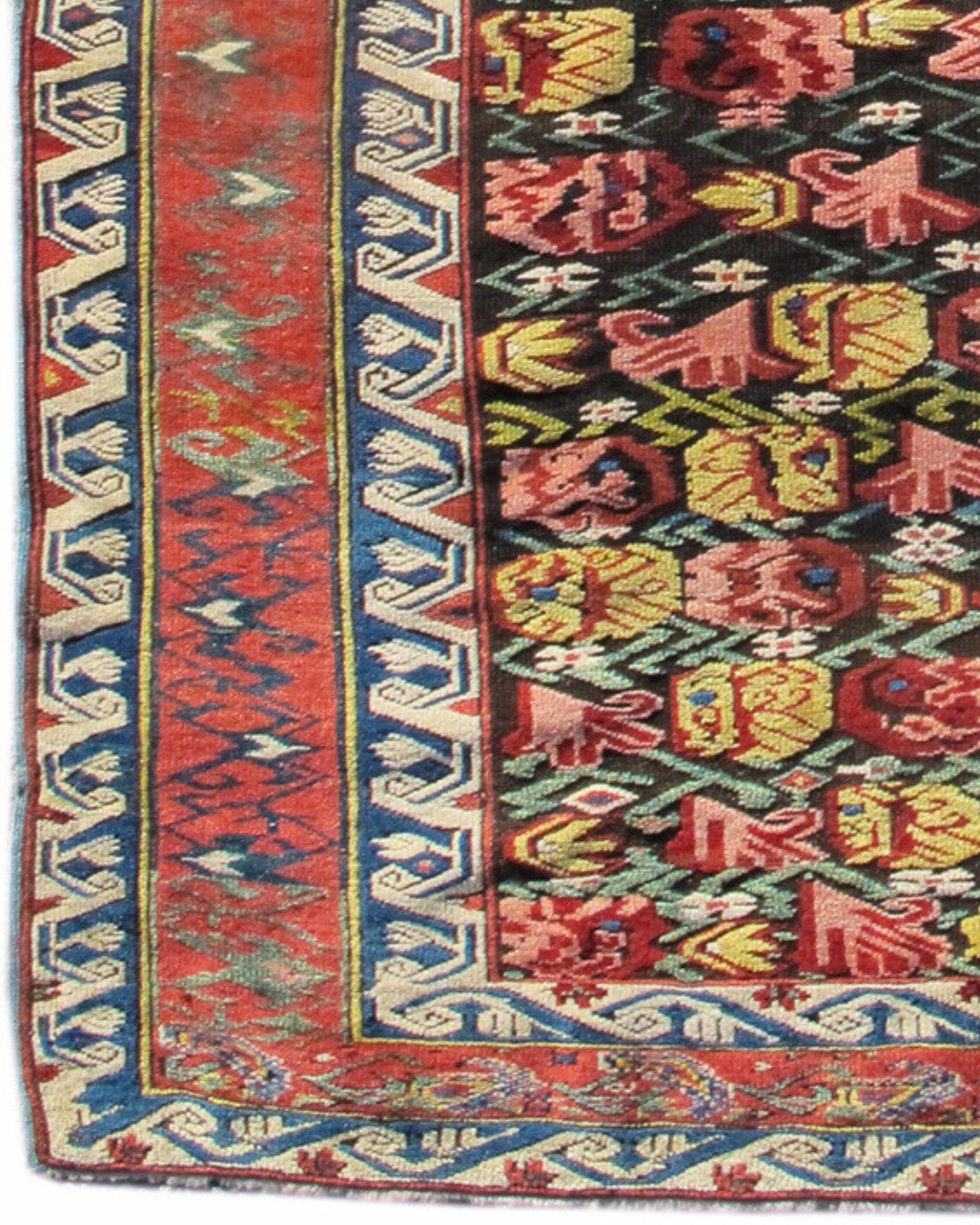 Wool Antique Caucasian Seichor Kuba Rug, Late 19th Century For Sale