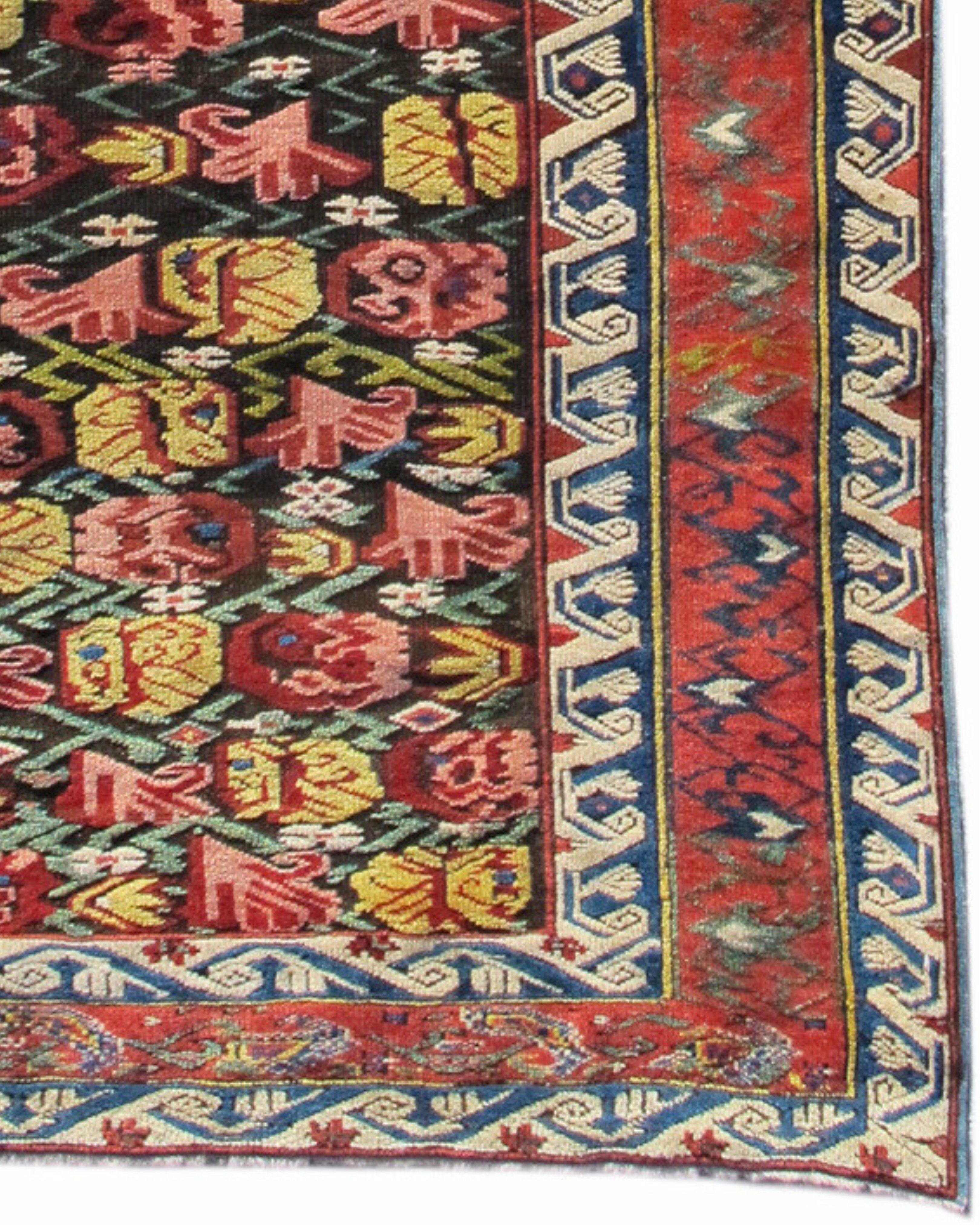 Antiker kaukasischer Seichor-Kuban-Teppich, spätes 19. Jahrhundert (Wolle) im Angebot
