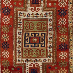 5'2'' x 8' Antique Caucasian Sewan Kazak Rug, Dated 1890