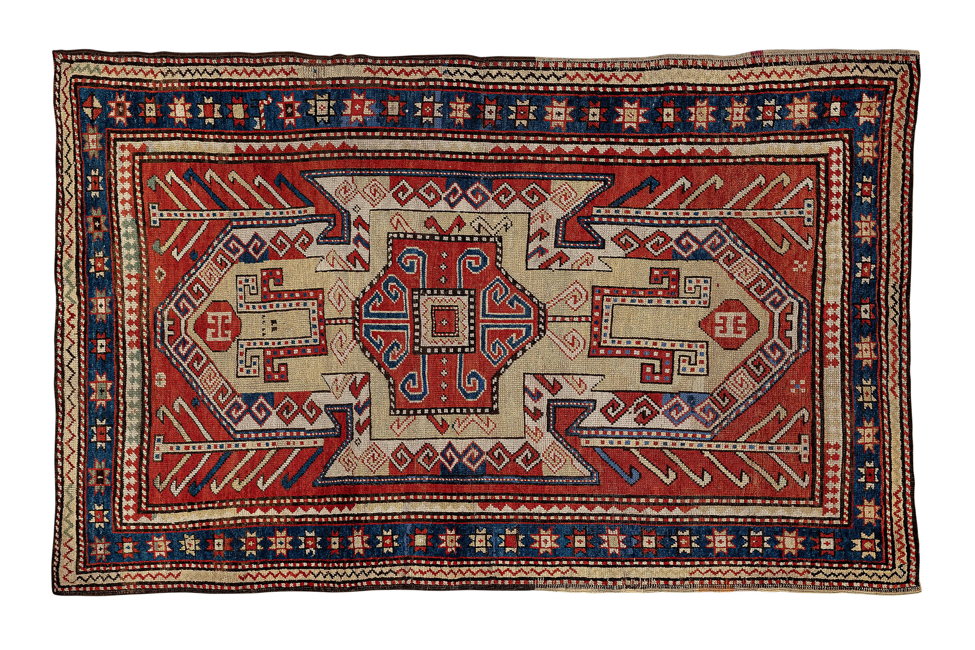 Hand-Knotted Antique Caucasian Sewan Kazak Rug  For Sale
