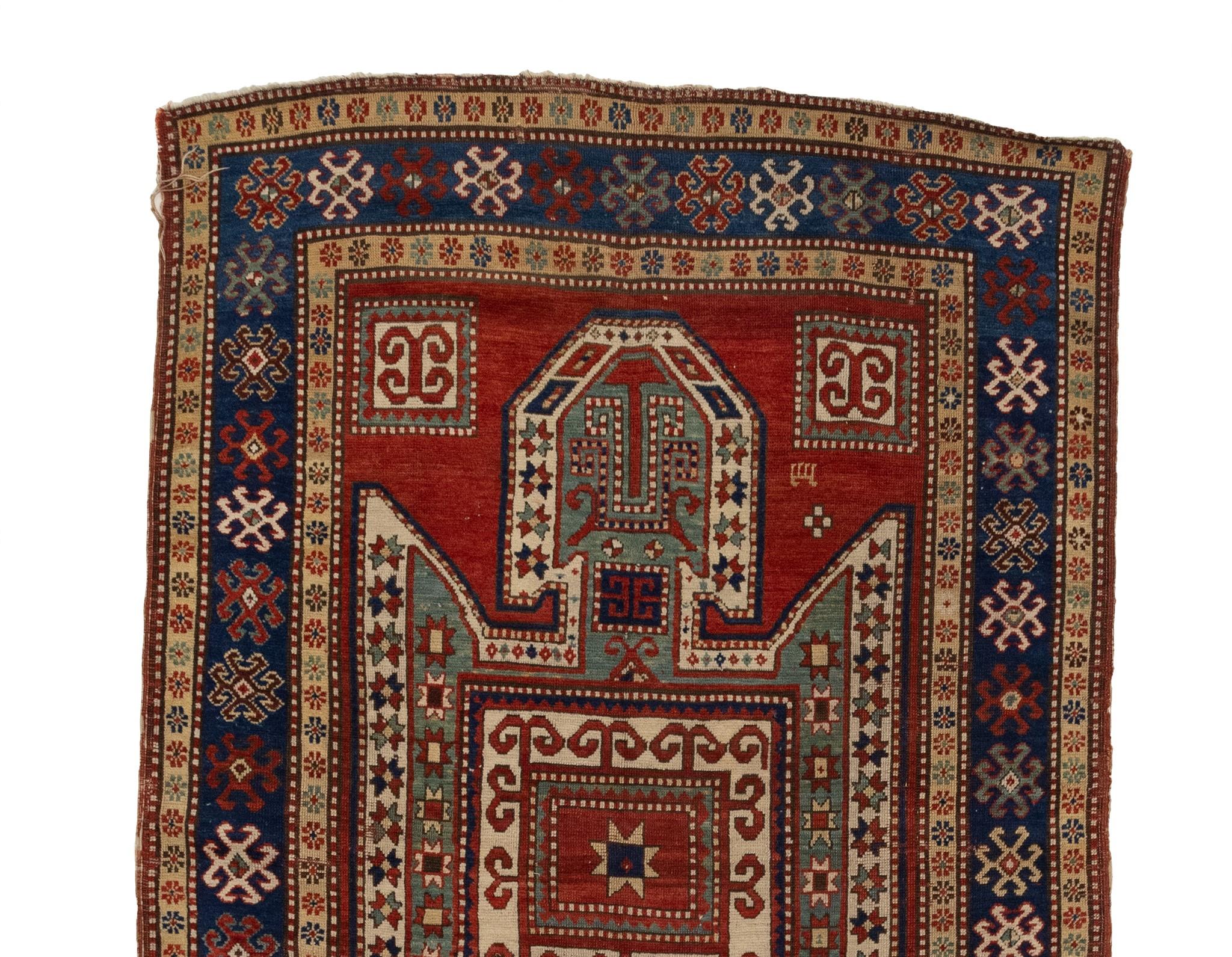 Hand-Knotted Antique Caucasian Sewan Sevan Kazak Rug Circa 1880 For Sale