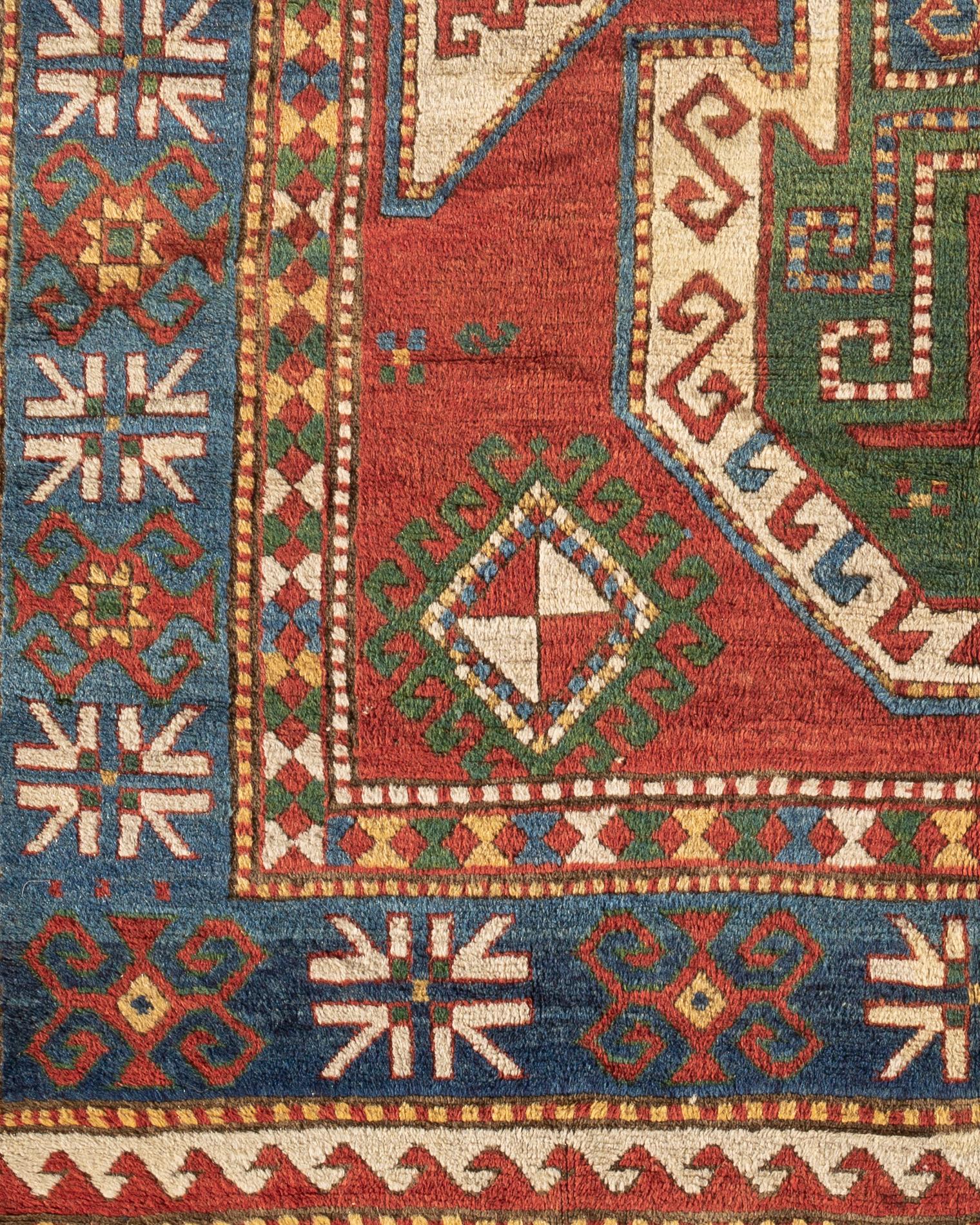 19th Century Antique Caucasian Sewan Sevan Kazak Rug, circa 1880 For Sale