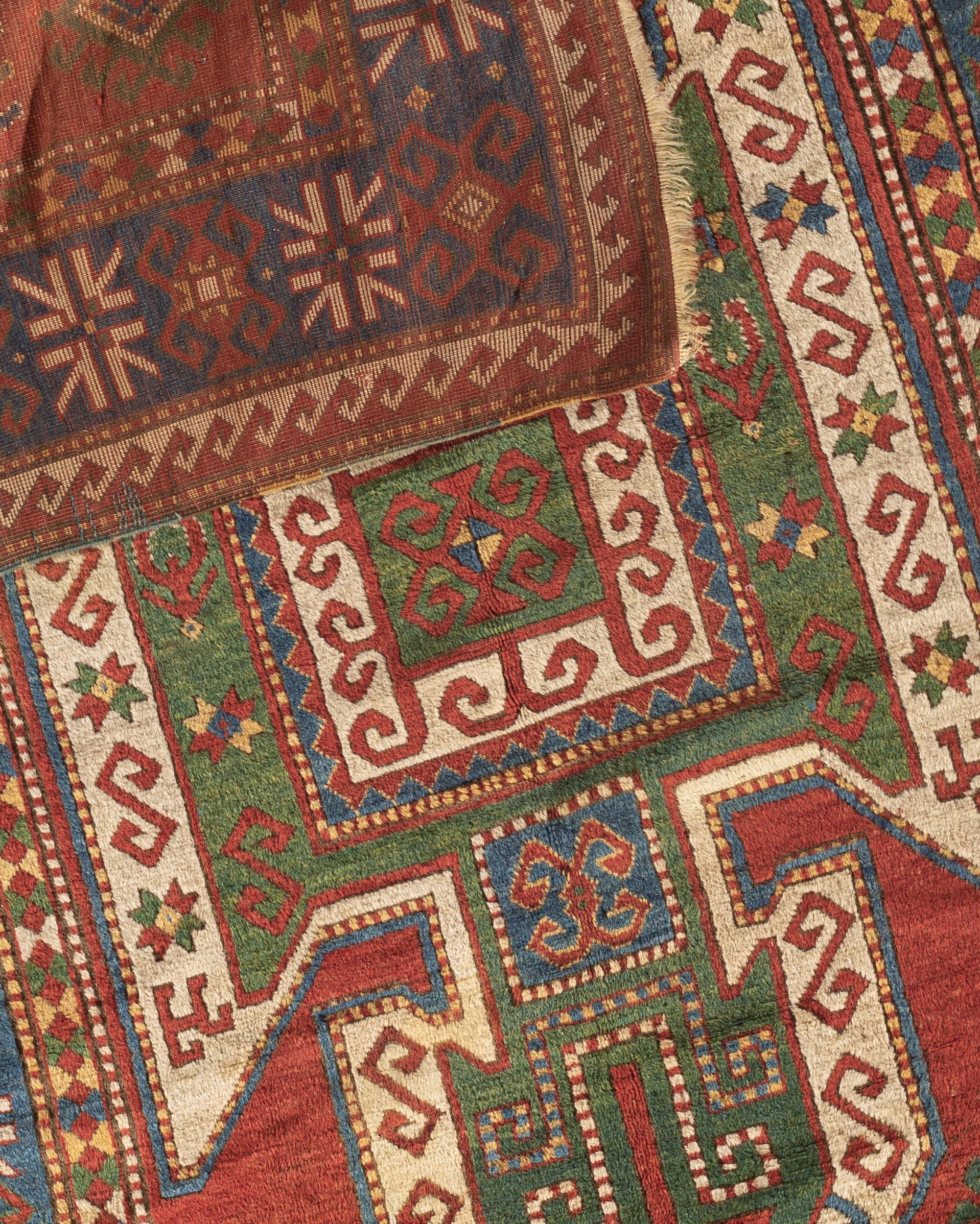 Wool Antique Caucasian Sewan Sevan Kazak Rug, circa 1880 For Sale