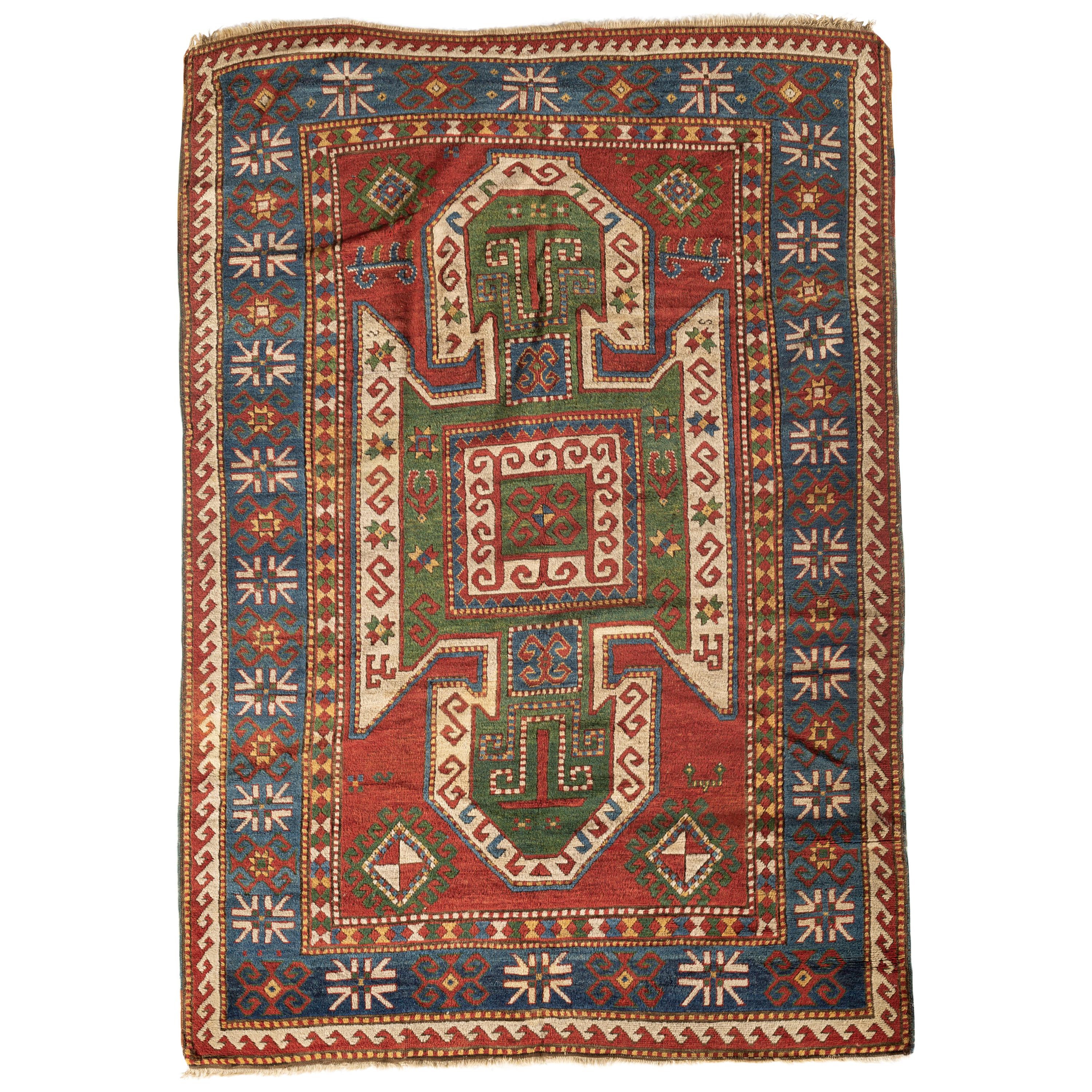 Antico tappeto caucasico Sewan Sevan Kazak, 1880 circa