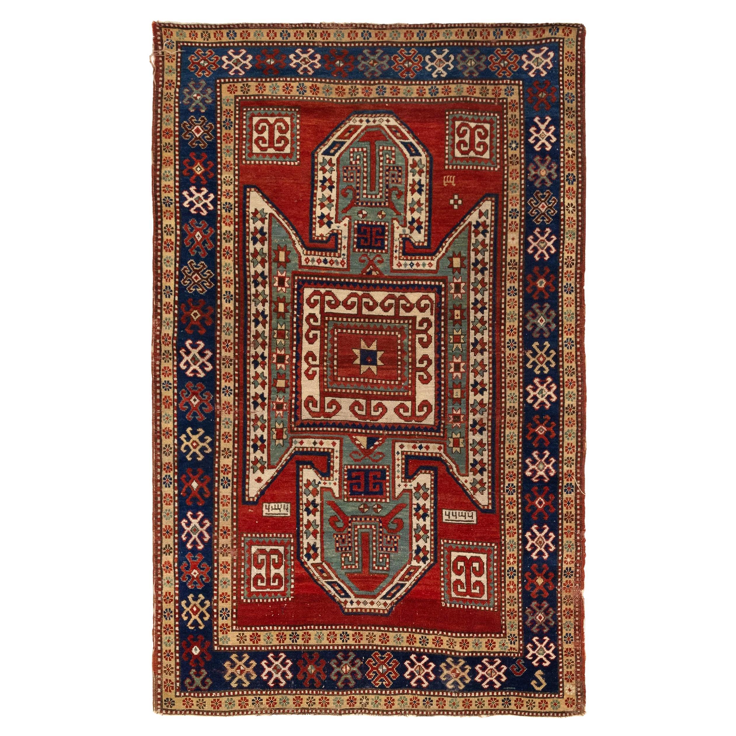Antique Caucasian Sewan Sevan Kazak Rug Circa 1880