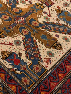 Antique Caucasian Seichour Rug, 19th Century Carpet with Geometric Medallion