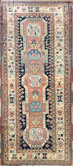 Antique Caucasian Seychour Rug, 4'6" × 10'4"