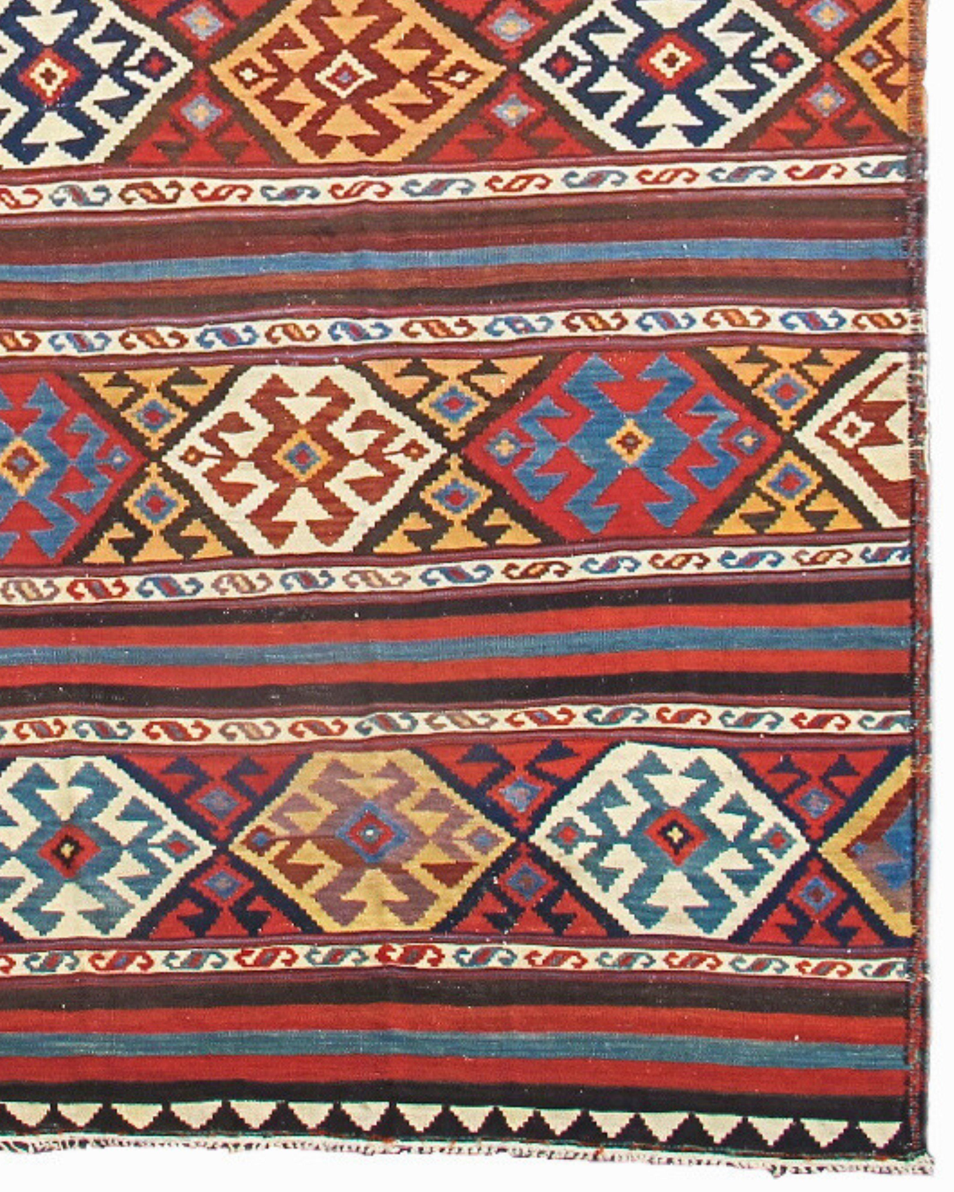 19th Century Antique Caucasian Shahsevan Kilim Rug, c. 1900 For Sale