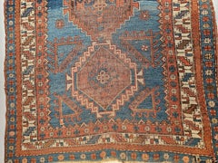 Late 19th Century Caucasian Kazak Area Rug in French Blue