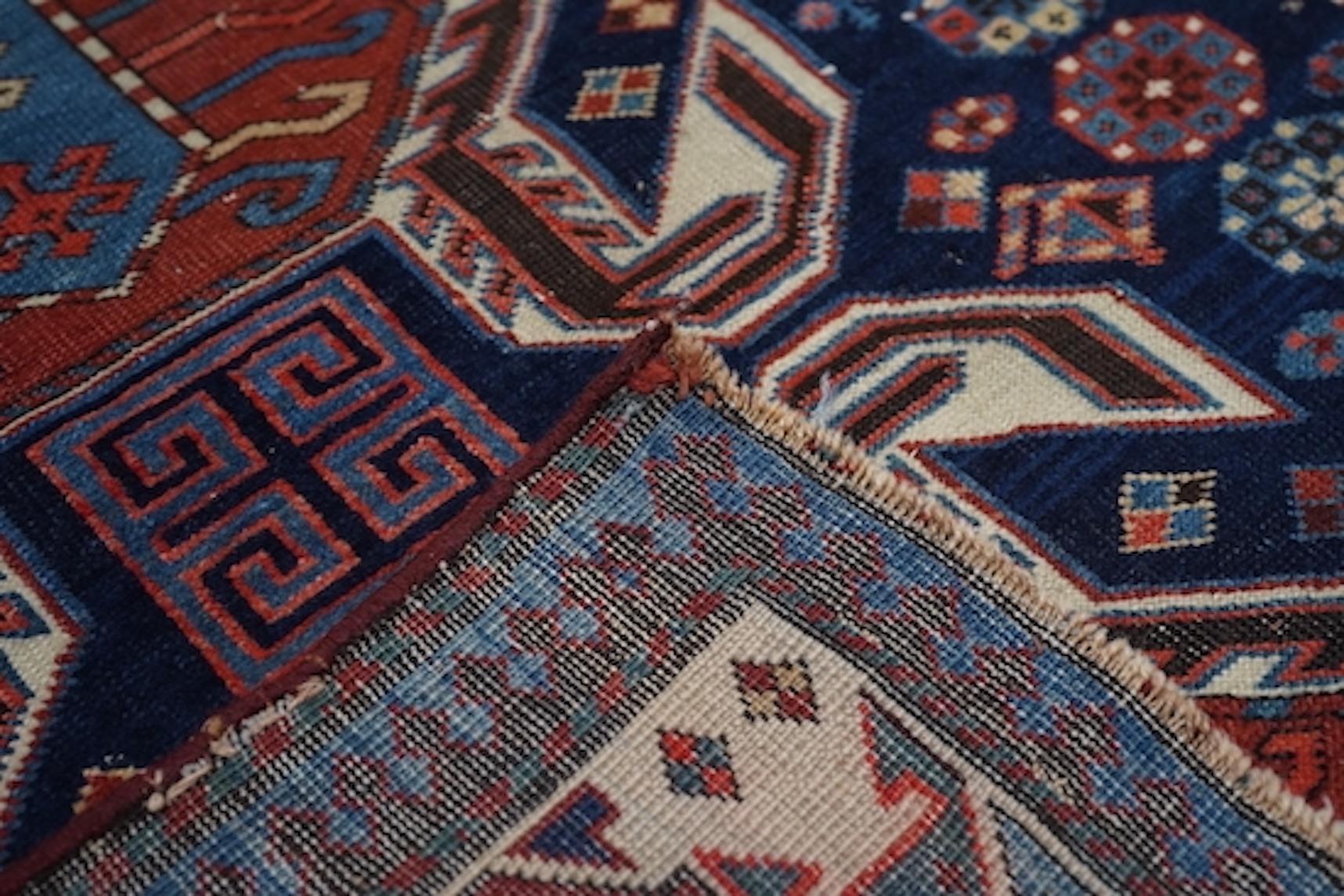 Antique Caucasian Shirvan Area Rug 3'6