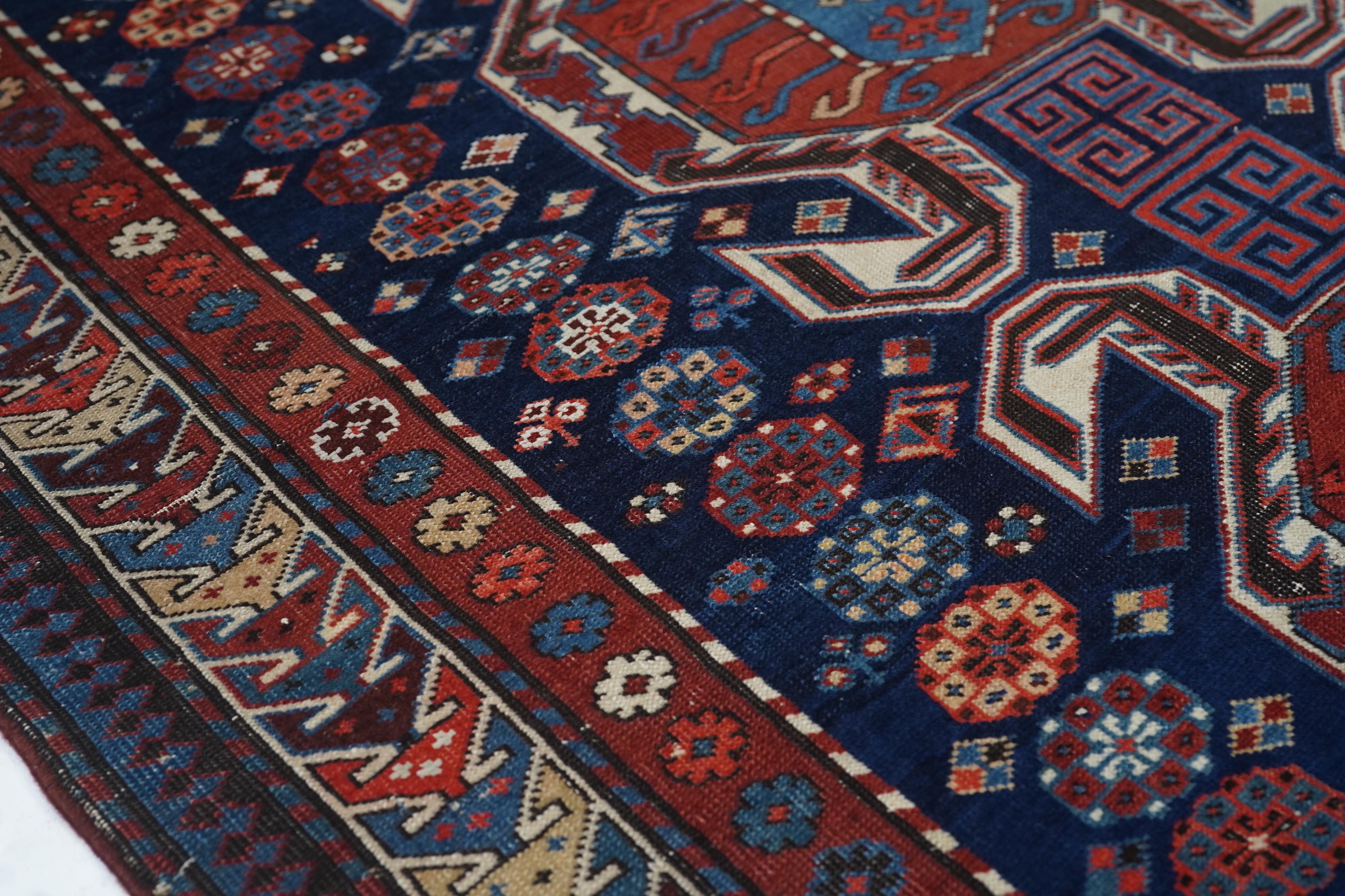 Early 20th Century Antique Caucasian Shirvan Area Rug 3'6