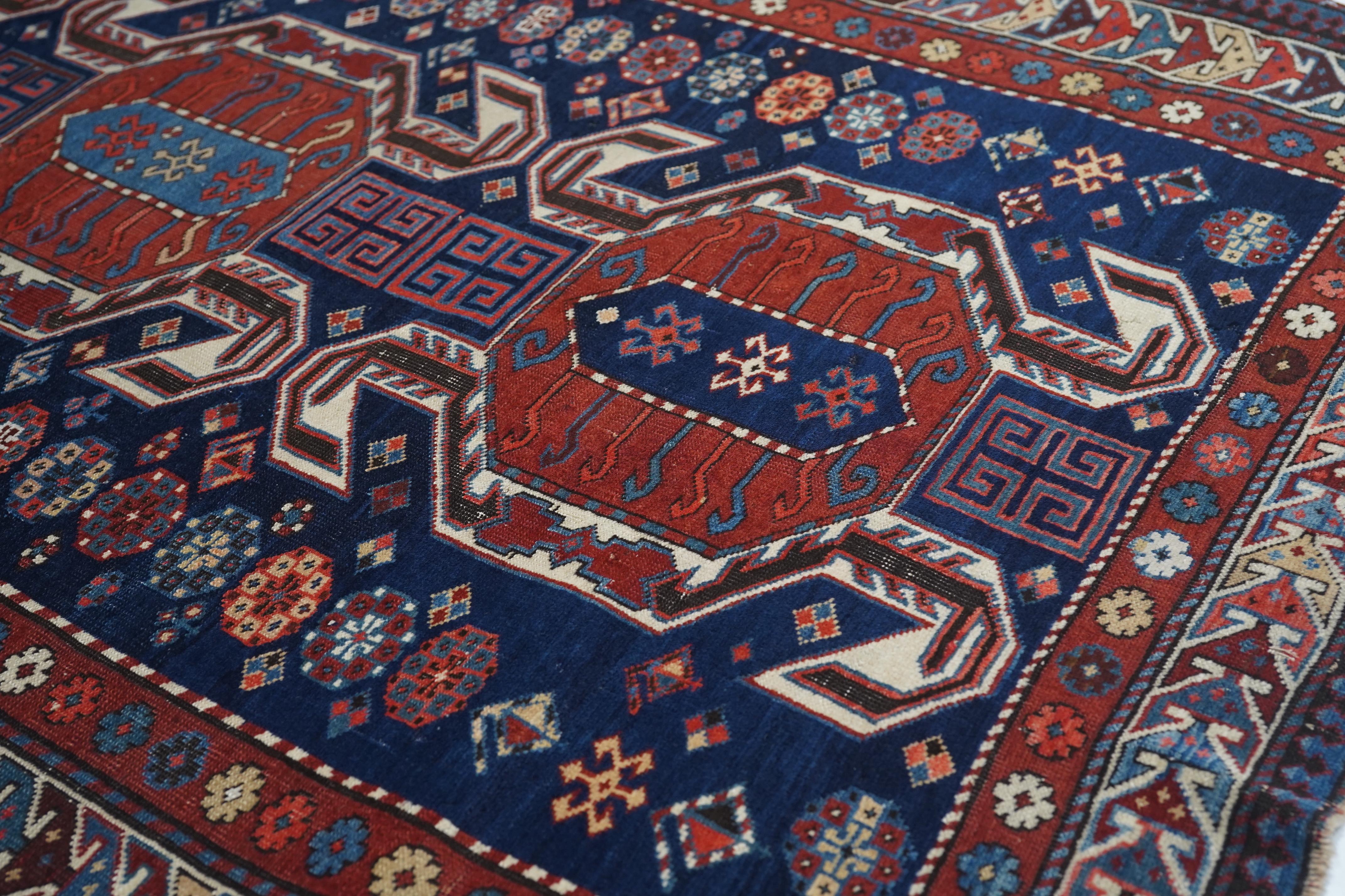 Wool Antique Caucasian Shirvan Area Rug 3'6