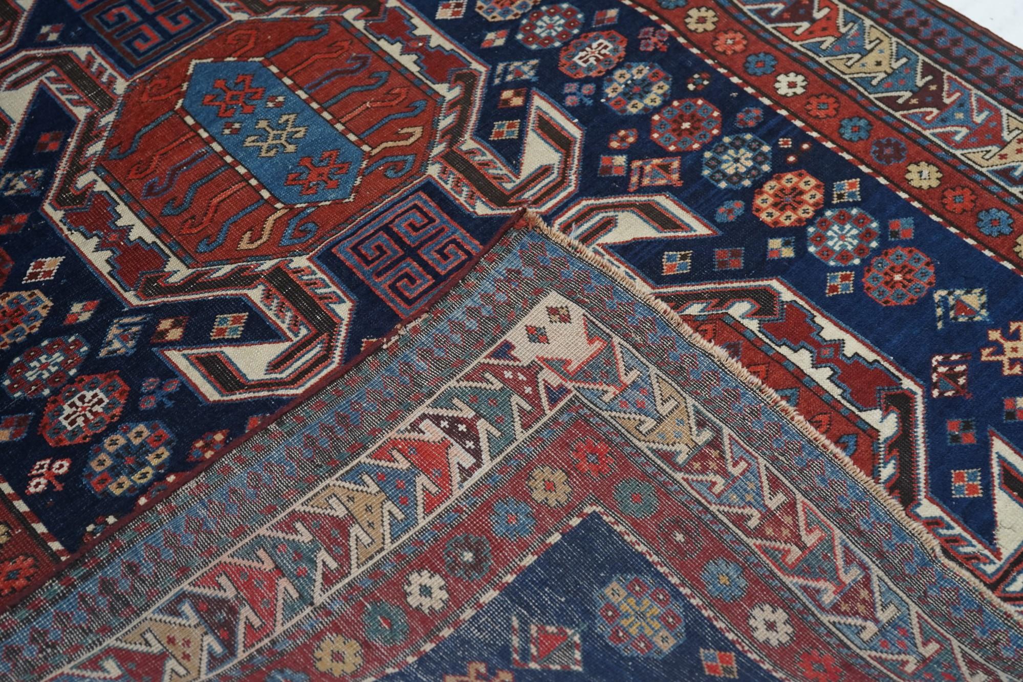 Antique Caucasian Shirvan Area Rug 3'6