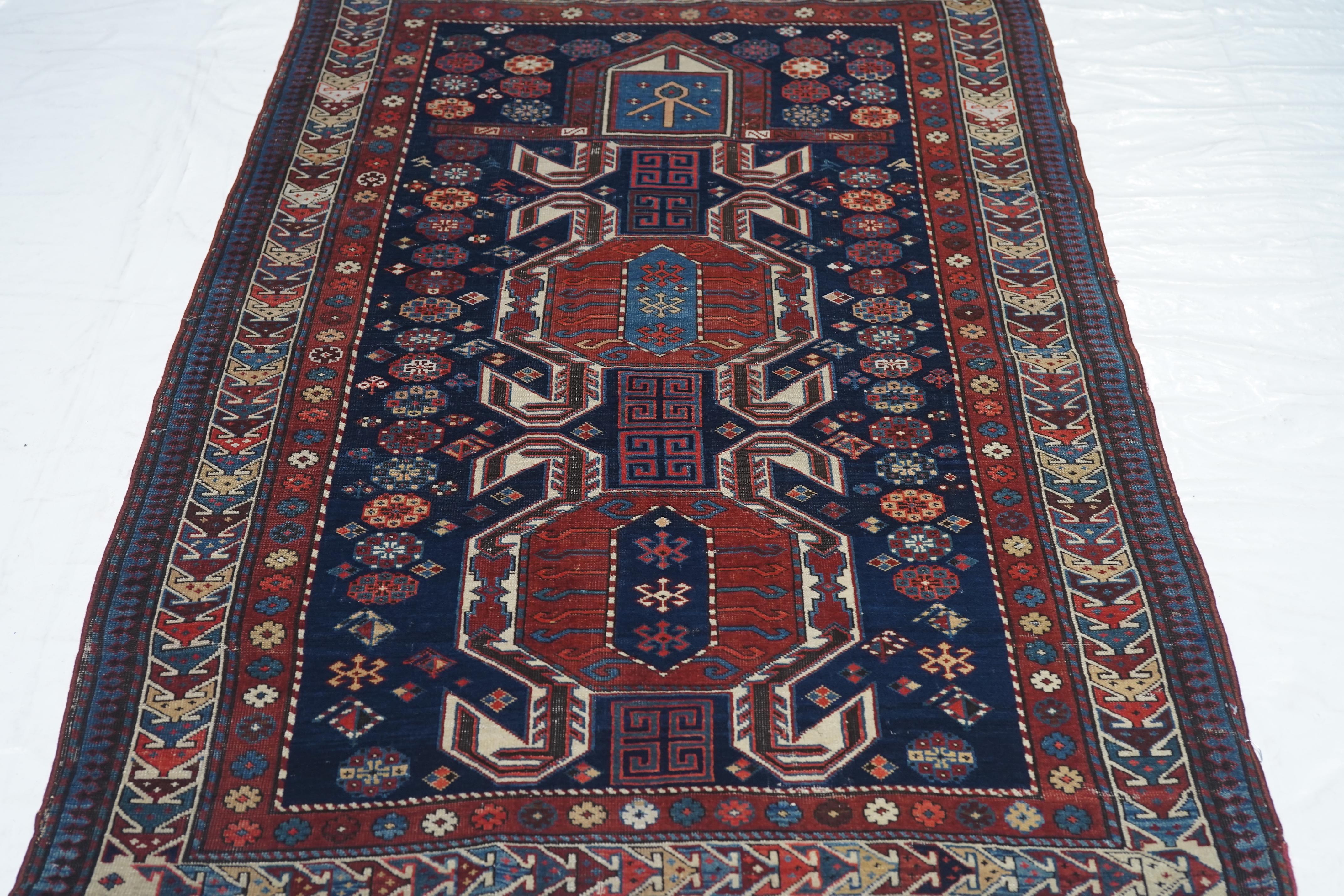 Antique Caucasian Shirvan Area Rug 3'6