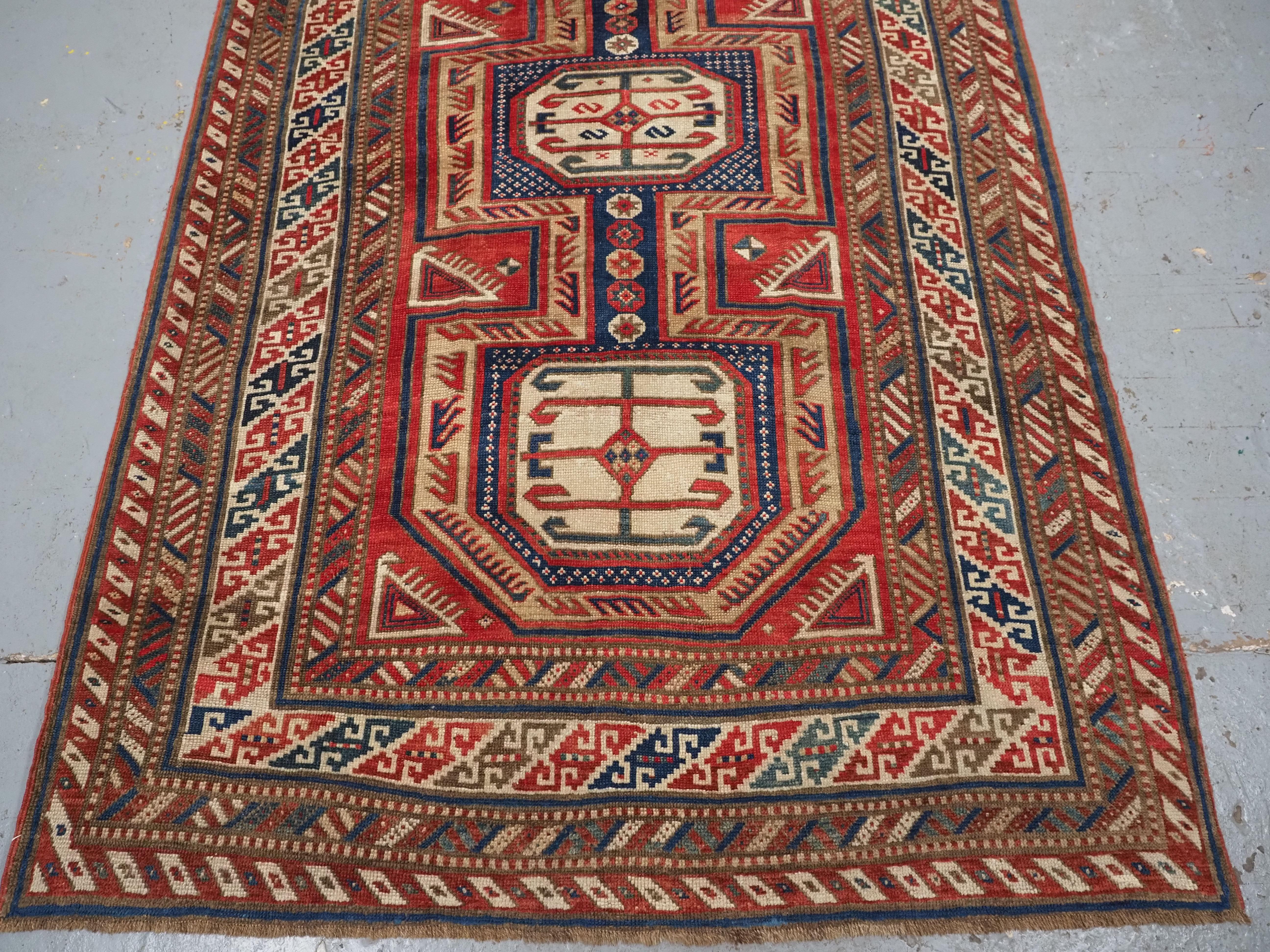 Late 19th Century Antique Caucasian Shirvan Baku long rug with 'Surahani' garden design, 1892. For Sale